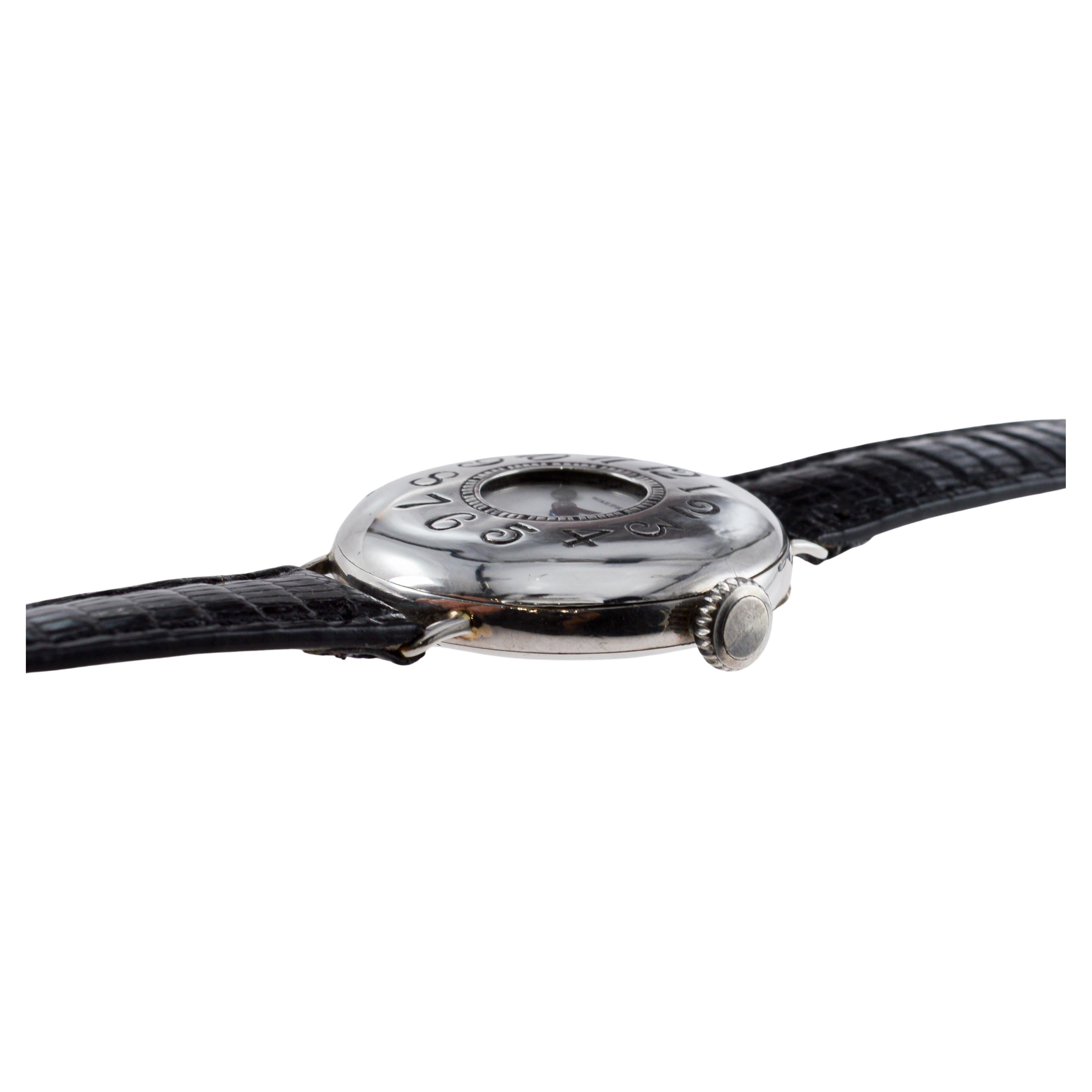 Waltham Sterling Silver Trench Watch circa 1914 Rare P.S. Bartlett Half Hunter For Sale 7