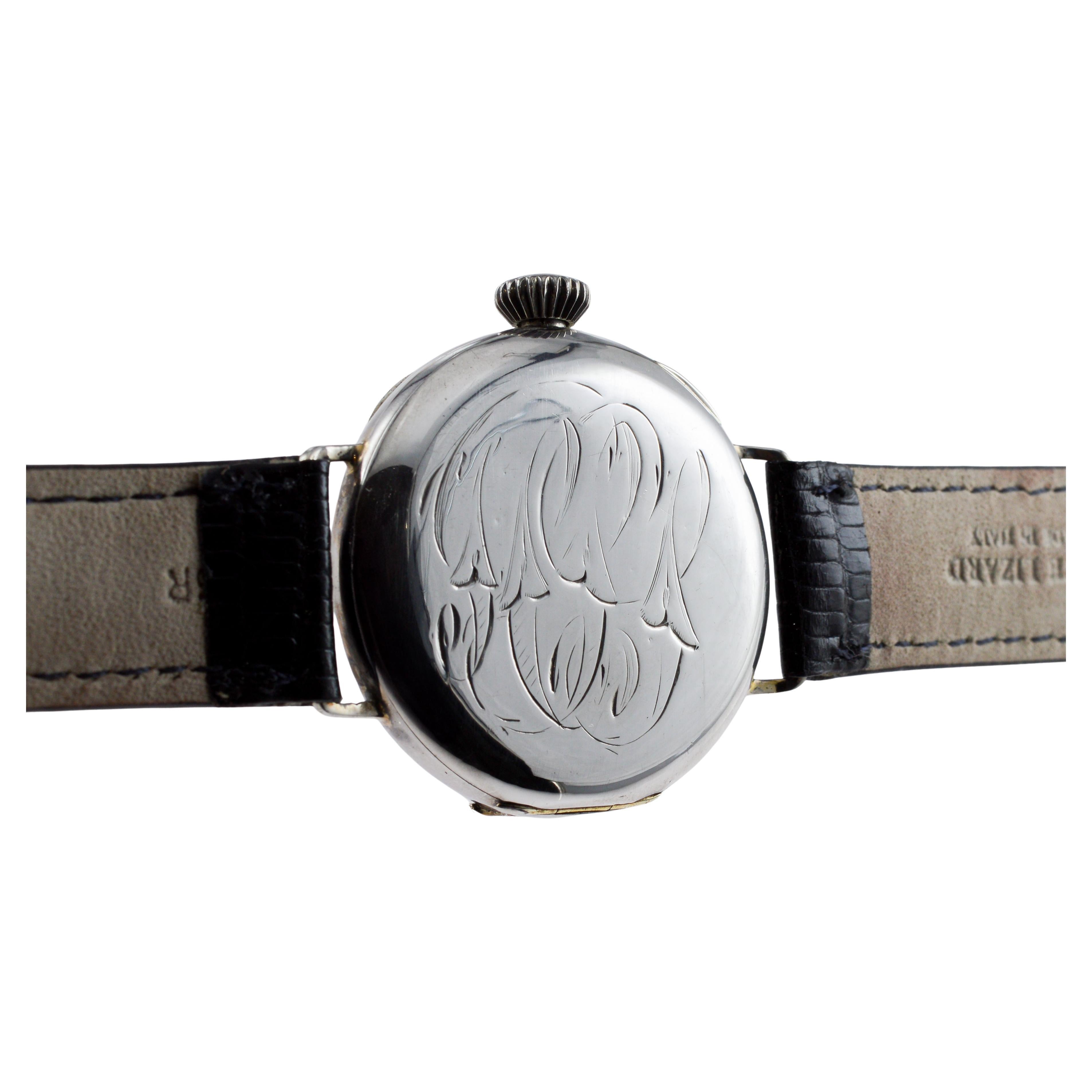 Waltham Sterling Silver Trench Watch circa 1914 Rare P.S. Bartlett Half Hunter For Sale 11