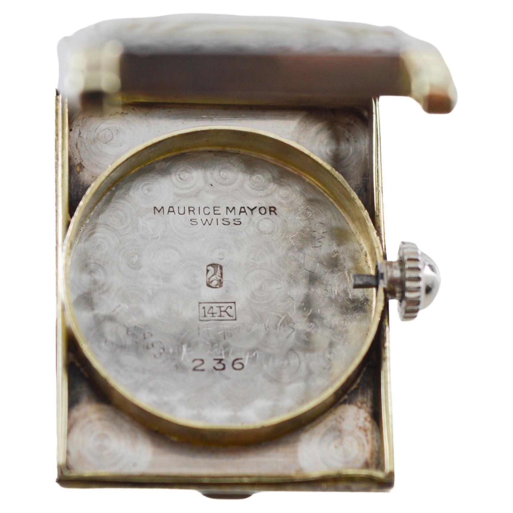 Waltham Two Tone 14Kt. Solid Gold Rectangle Art Deco Watch circa 1927 For Sale 12