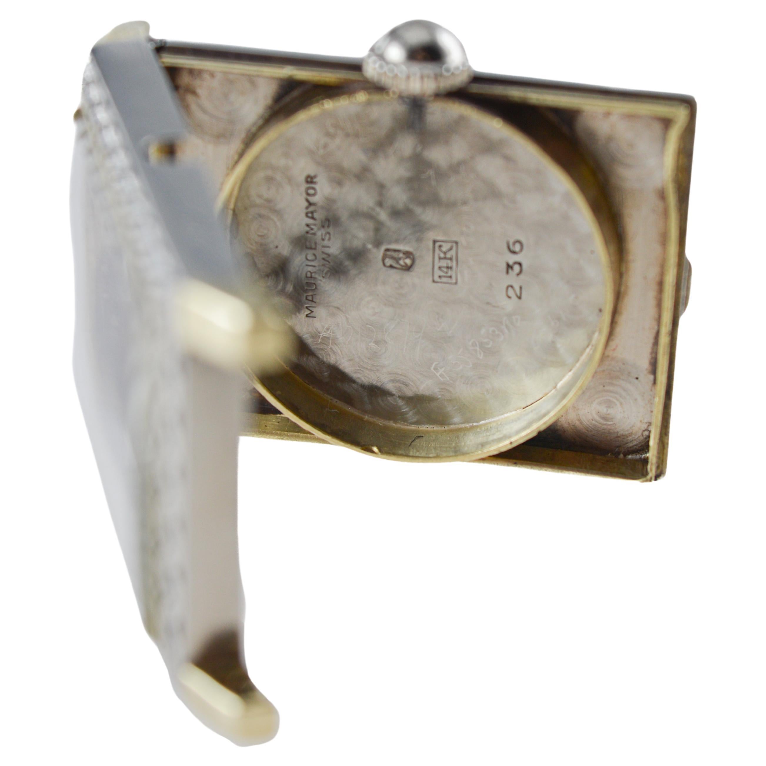 Waltham Two Tone 14Kt. Solid Gold Rectangle Art Deco Watch circa 1927 For Sale 13