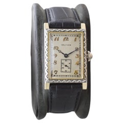 Waltham Zweifarbiges 14Kt. Massivgold Rechteckige Art Deco Uhr um 1927