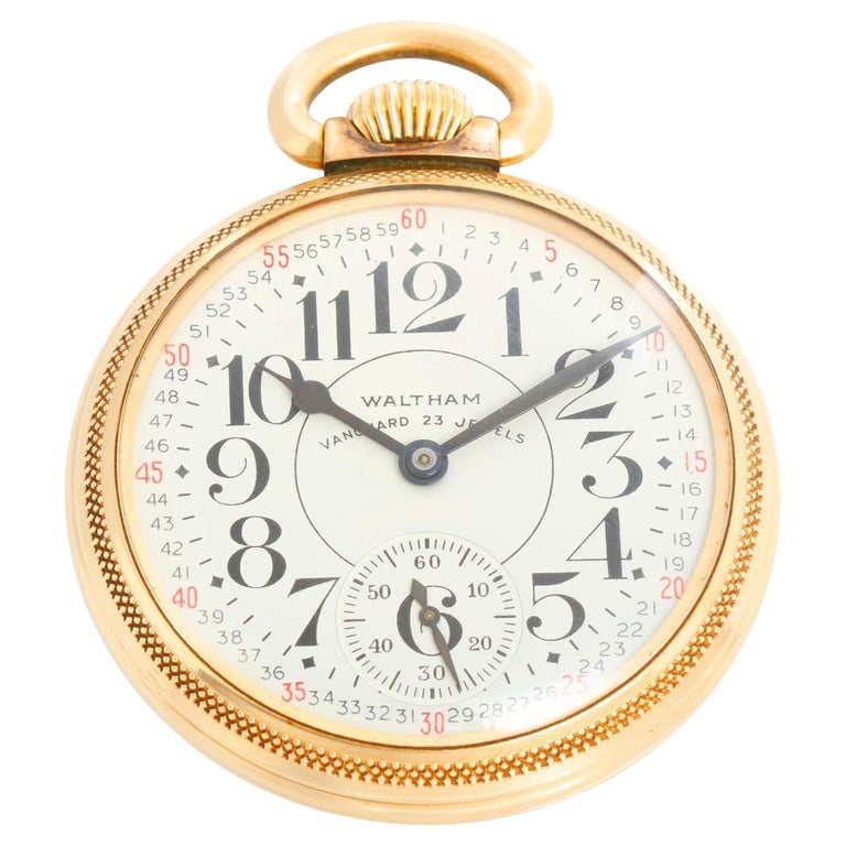 Waltham Vanguard 10K Gold Filled Pocket Watch For Sale at 1stDibs
