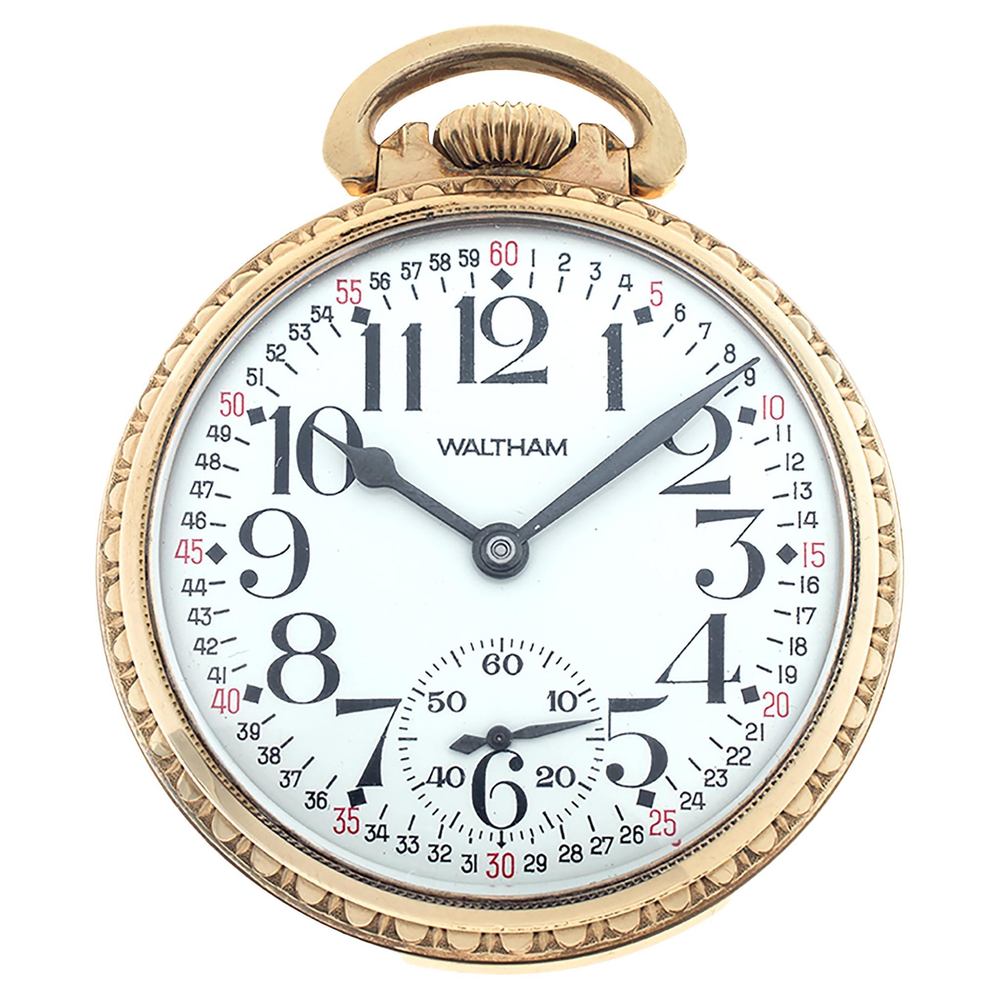 Waltham Vanguard Taschenuhr aus gerolltem Gold, 10 Karat