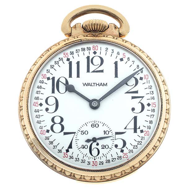 Waltham Vanguard 10k Rolled Gold Pocket Watch For Sale at 1stDibs ...
