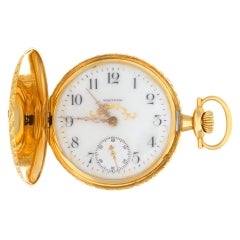 Antique Waltham Wadsworth Pocketwatch in 14k White Porcelain Dial