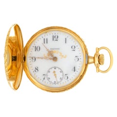 Orologio da tasca Waltham Wadsworth con quadrante in porcellana bianca 14k