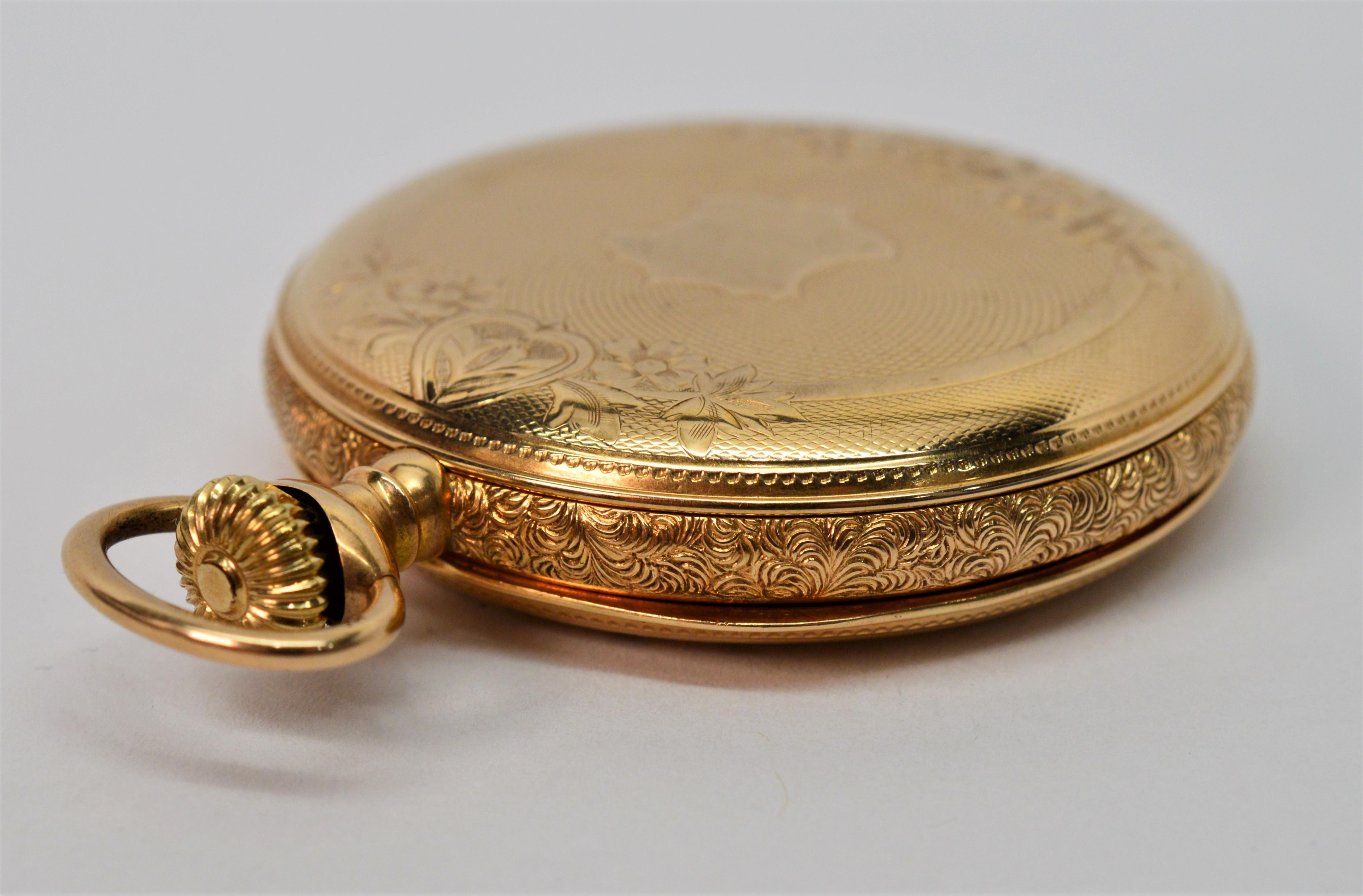 Waltham Watch Co. Gold Hunting Case Antique Pocket Watch 5