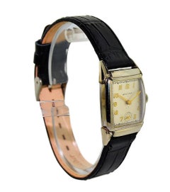 Waltham White Gold Filled Art Deco Tortue Shape Watch, circa 1948s