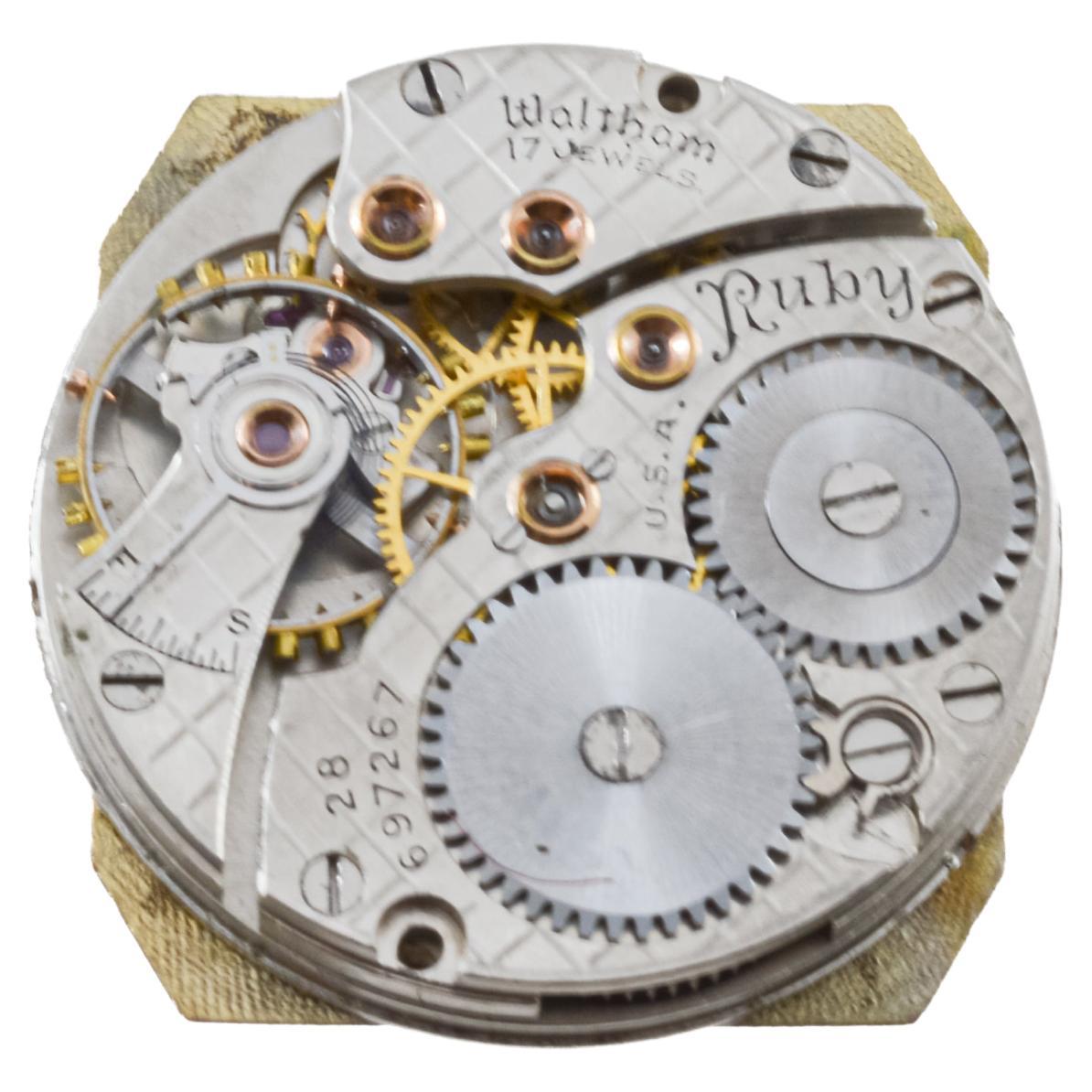 Waltham White Gold Filled Art Deco Watch circa 1934 For Sale 10