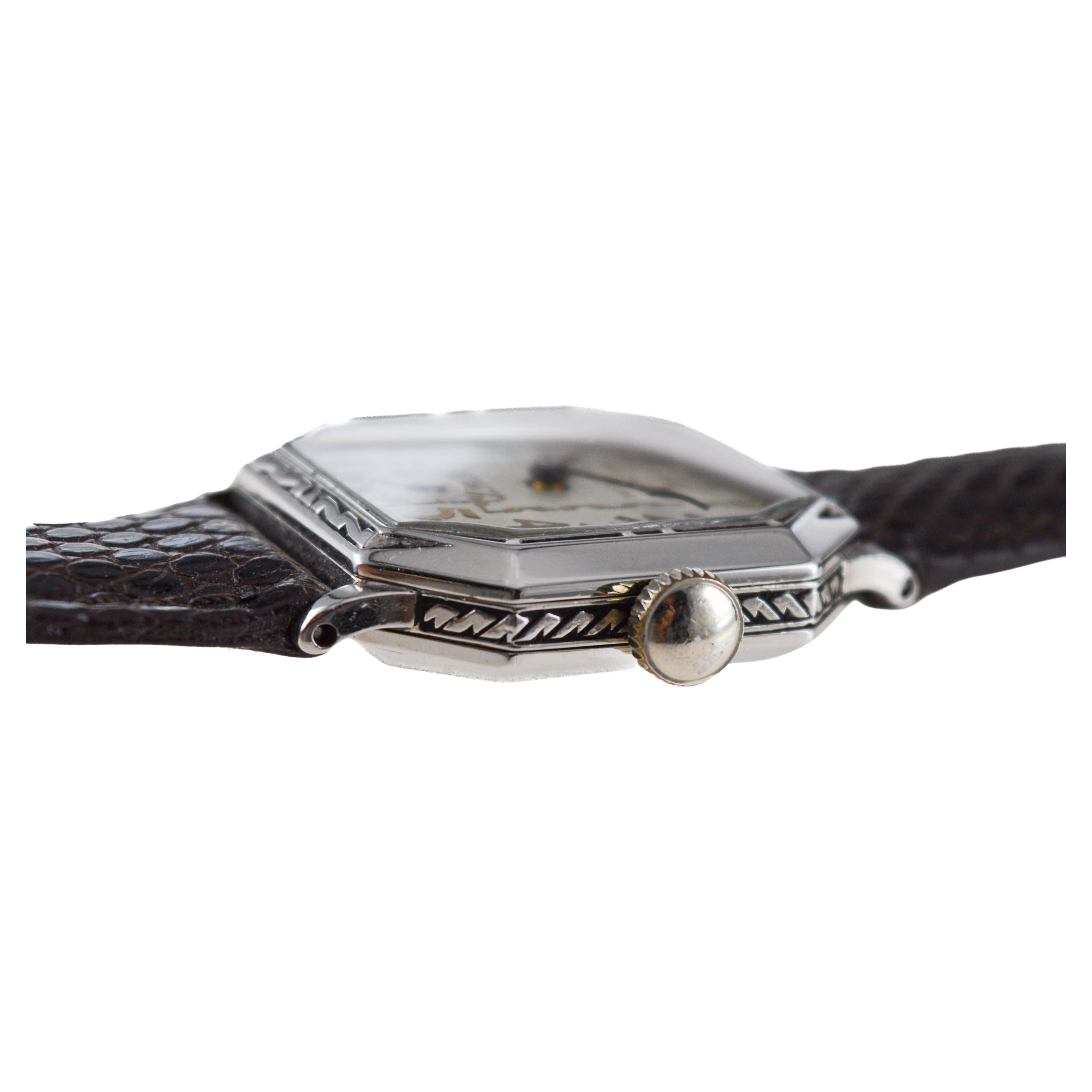 Waltham White Gold Filled Art Deco Watch with Original Dial circa 1926 For Sale 11