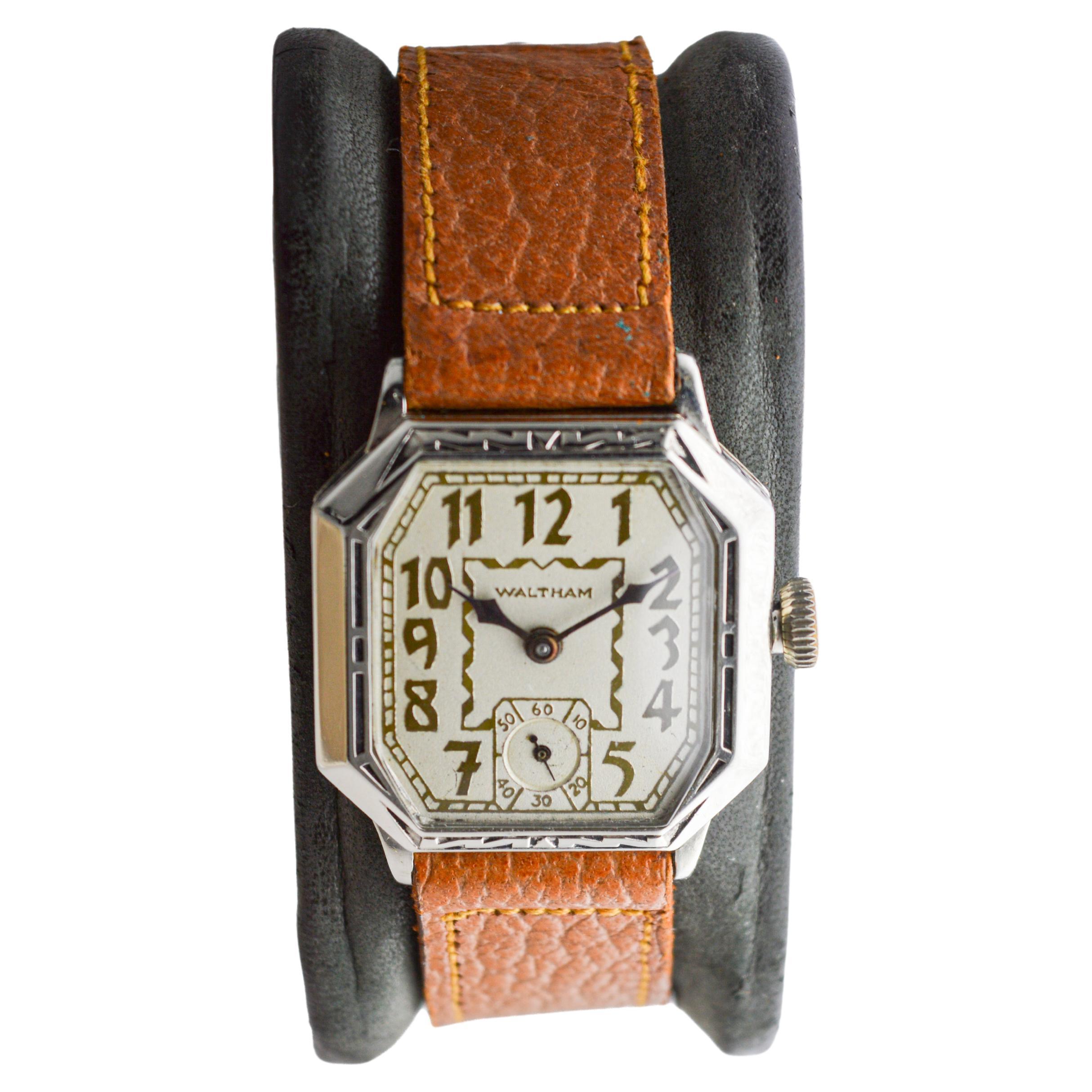 Waltham White Gold Filled Art Deco Watch with Original Dial circa 1926