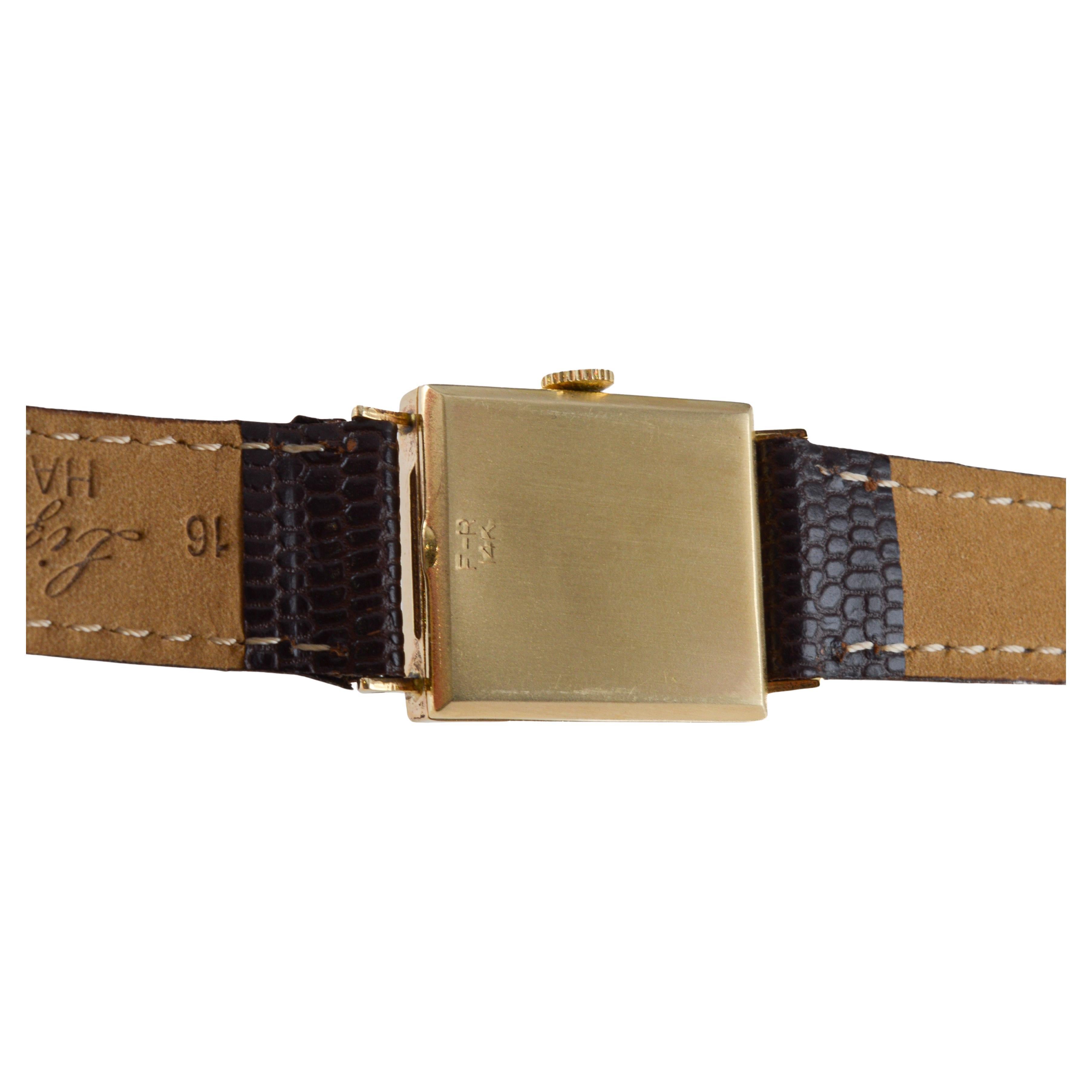 Waltham Yellow Gold Art Deco Watch circa 1950's For Sale 6