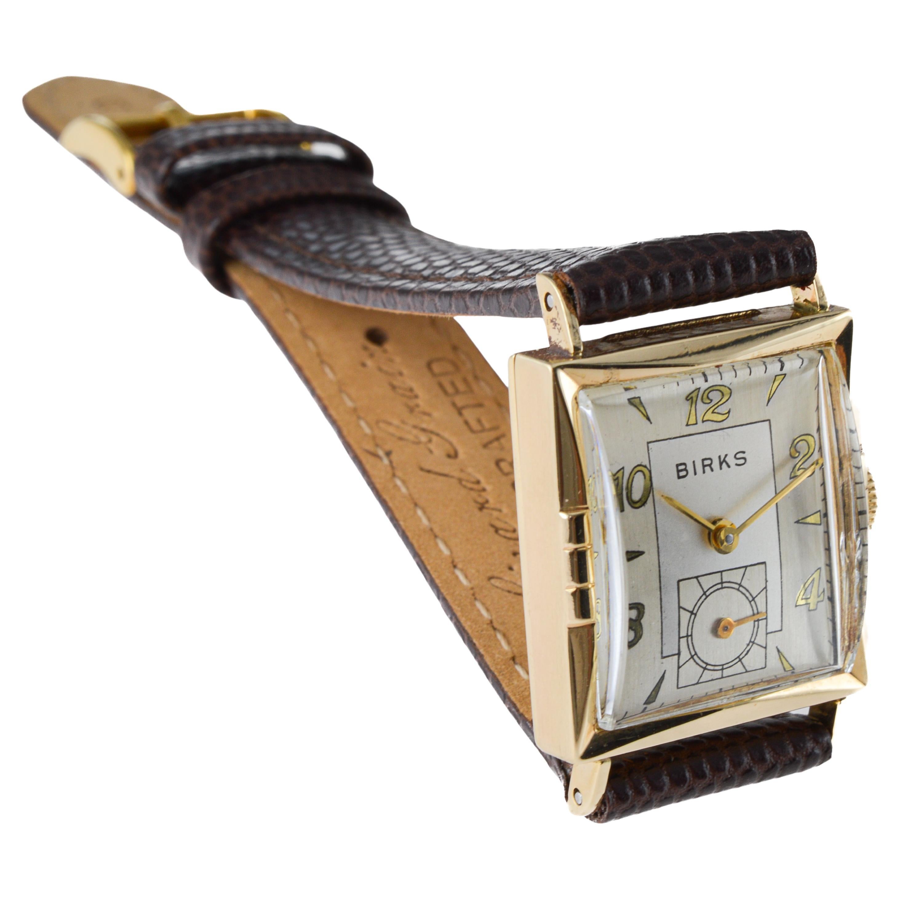 Waltham Yellow Gold Art Deco Watch circa 1950's For Sale 3