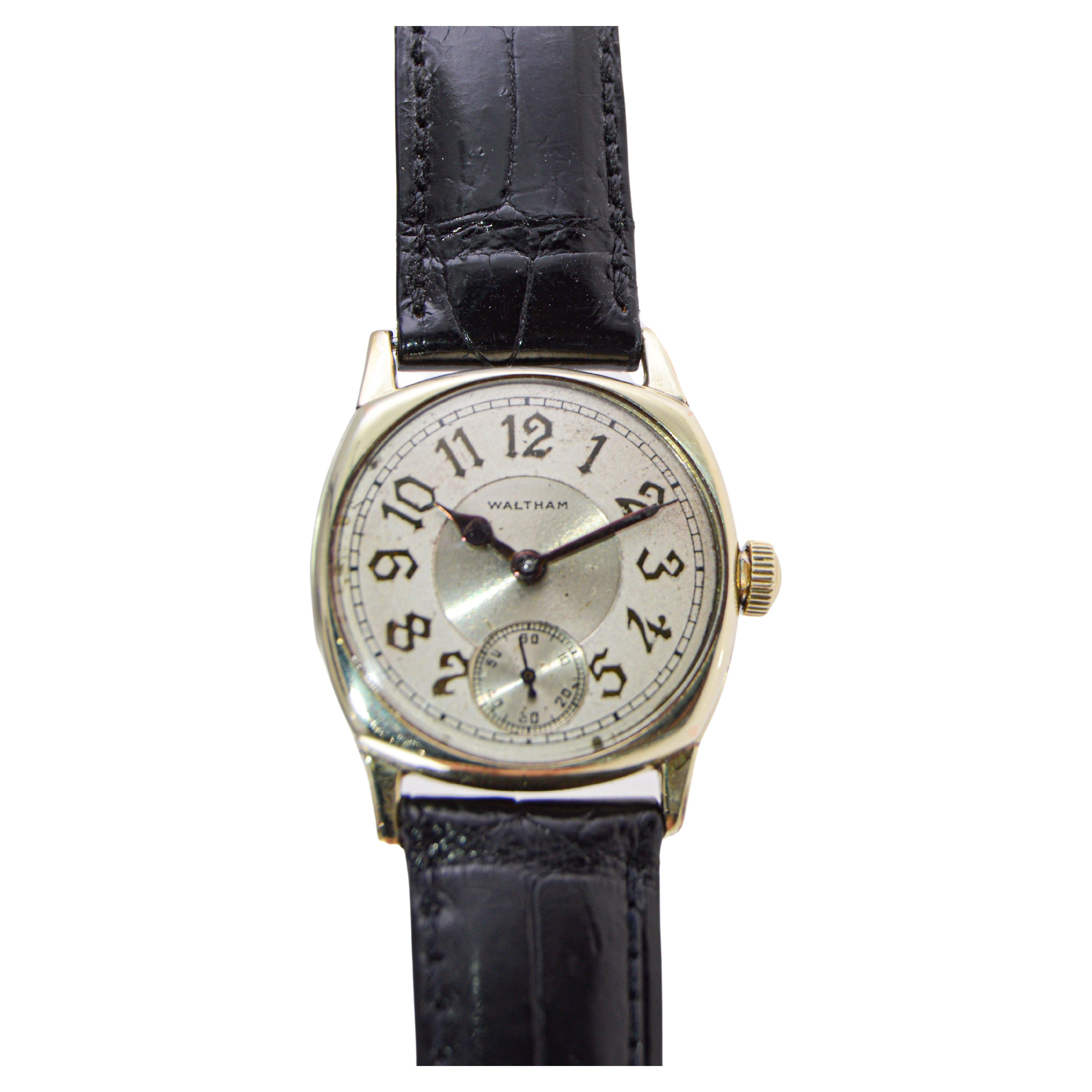 Waltham Gelbgold gefüllte Art-Déco-Uhr in Kissenform aus 1926 für Damen oder Herren im Angebot