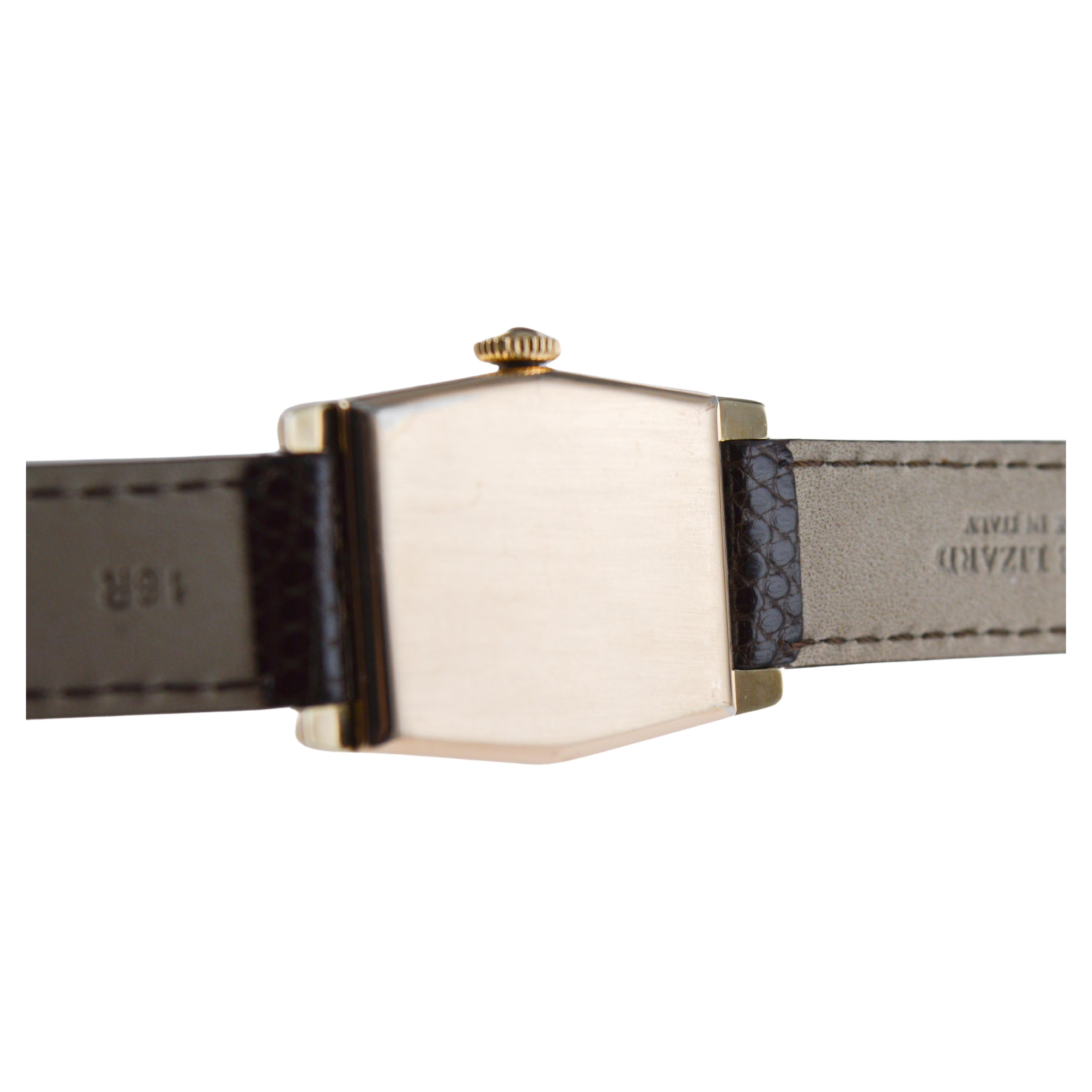 Waltham Yellow Gold Filled Art Deco Dual Time Watch with Original Dial and Strap (Montre à double fuseau horaire avec cadran et bracelet d'origine) 10