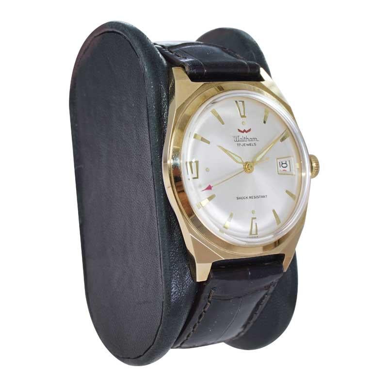 Women's or Men's Waltham Yellow Gold Filled Art Deco Style Watch in New Old Stock Condition