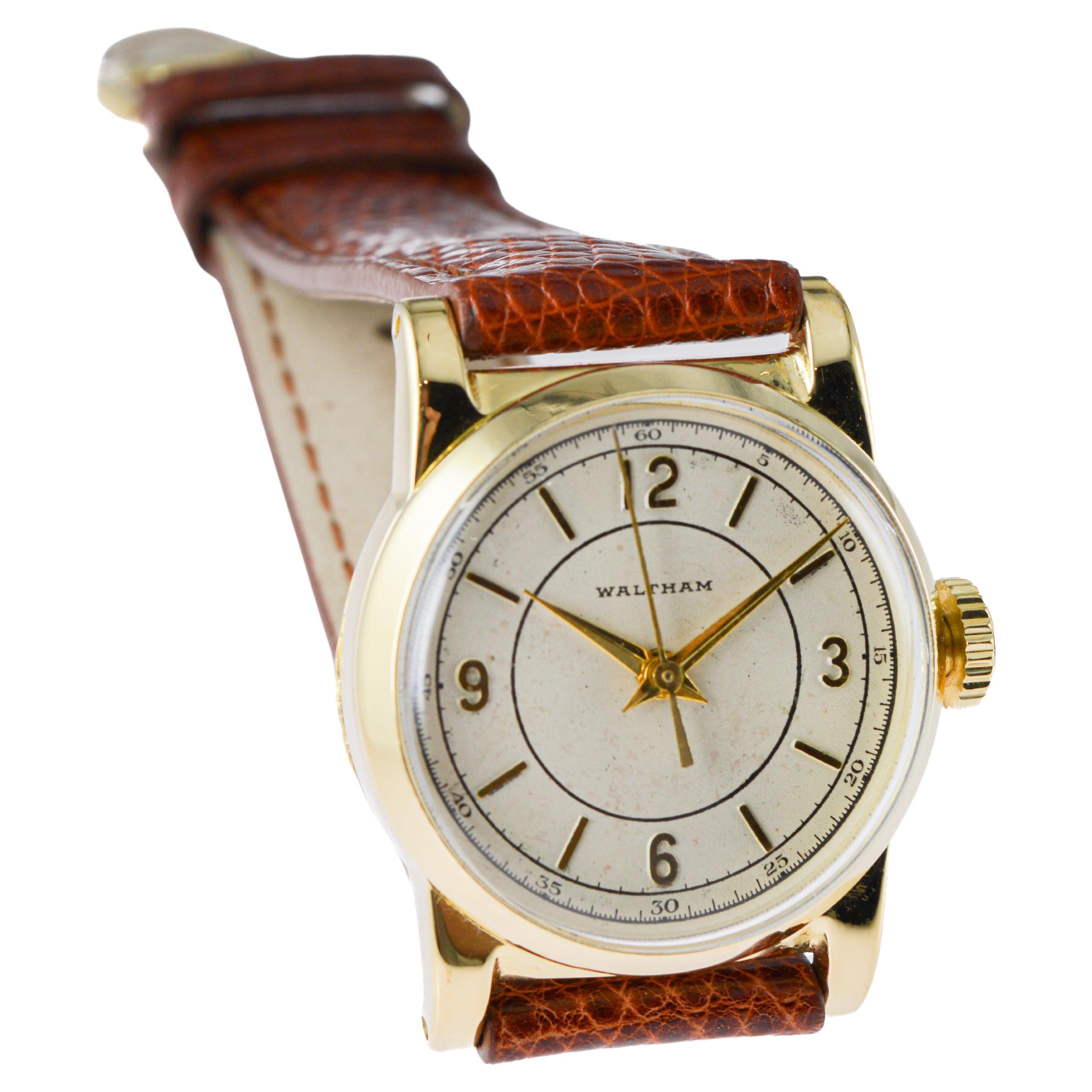 Waltham Yellow Gold Filled Art Deco Sweep Seconds Watch circa 1934 For Sale 6