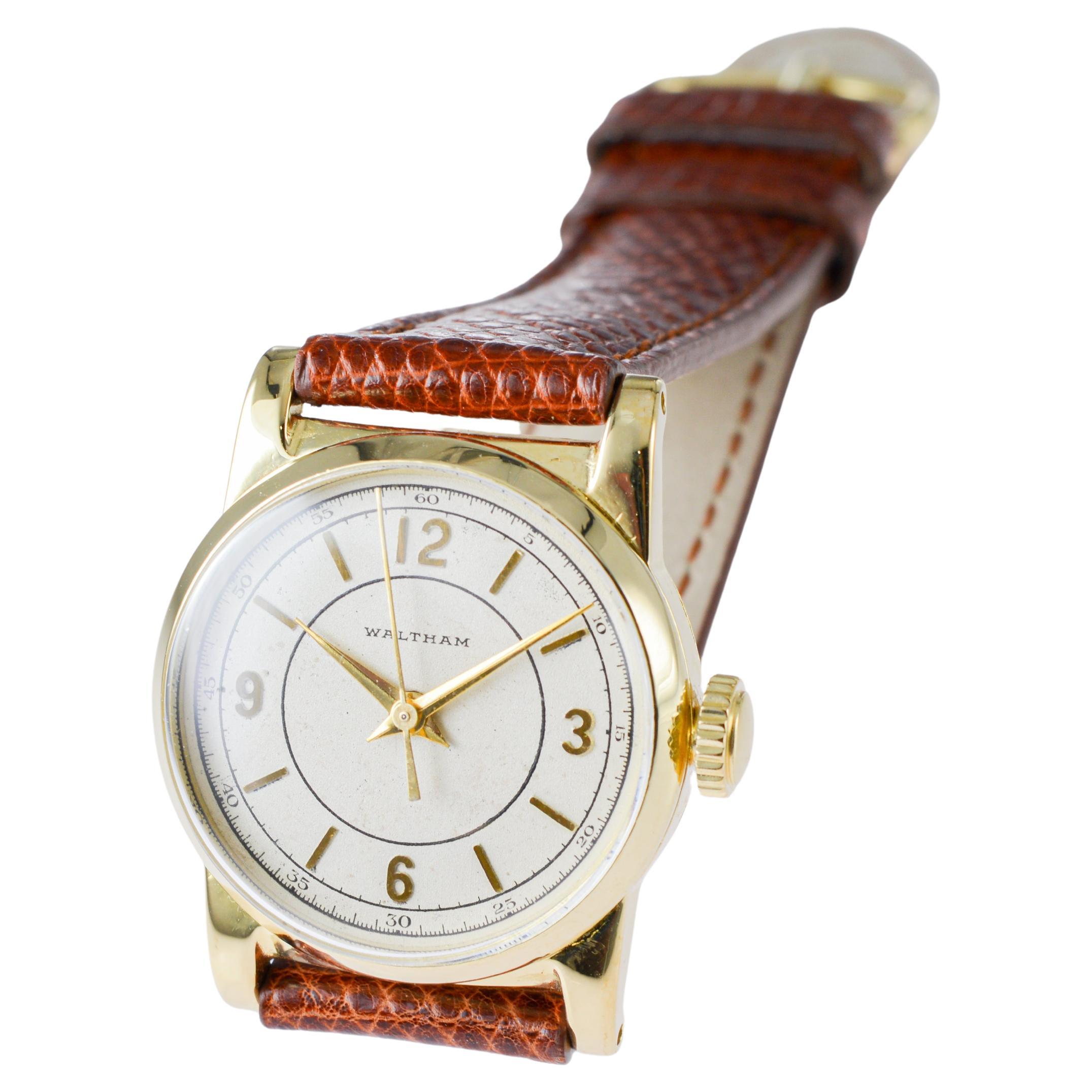 Waltham Yellow Gold Filled Art Deco Sweep Seconds Watch circa 1934 For Sale 7