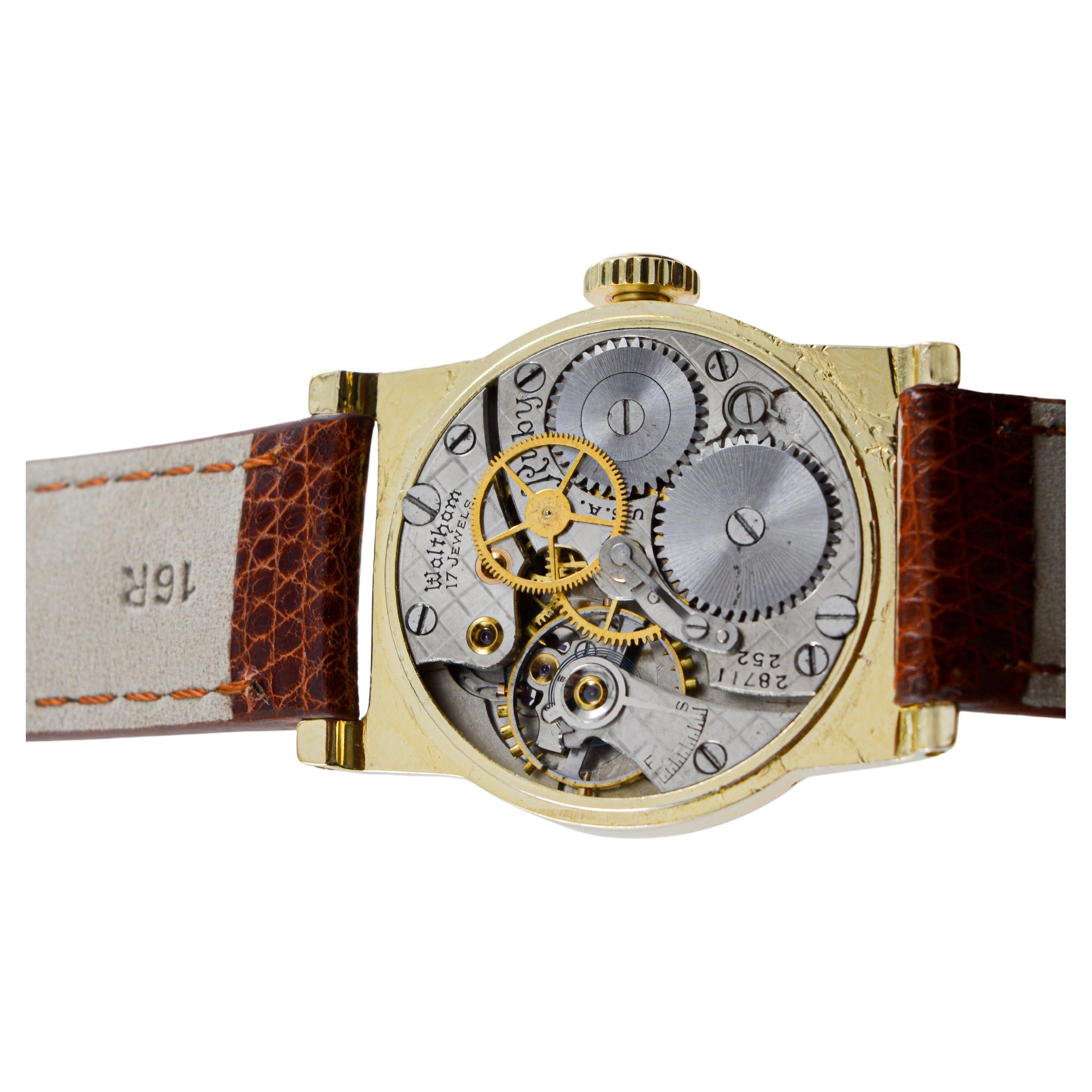 Waltham Yellow Gold Filled Art Deco Sweep Seconds Watch circa 1934 For Sale 11