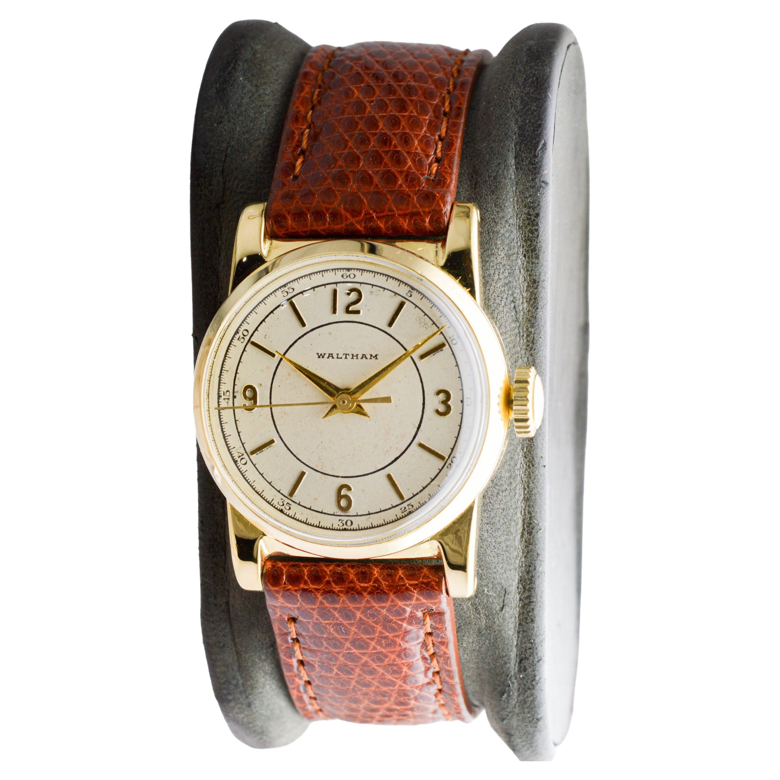 Waltham Yellow Gold Filled Art Deco Sweep Seconds Watch circa 1934 For Sale 2