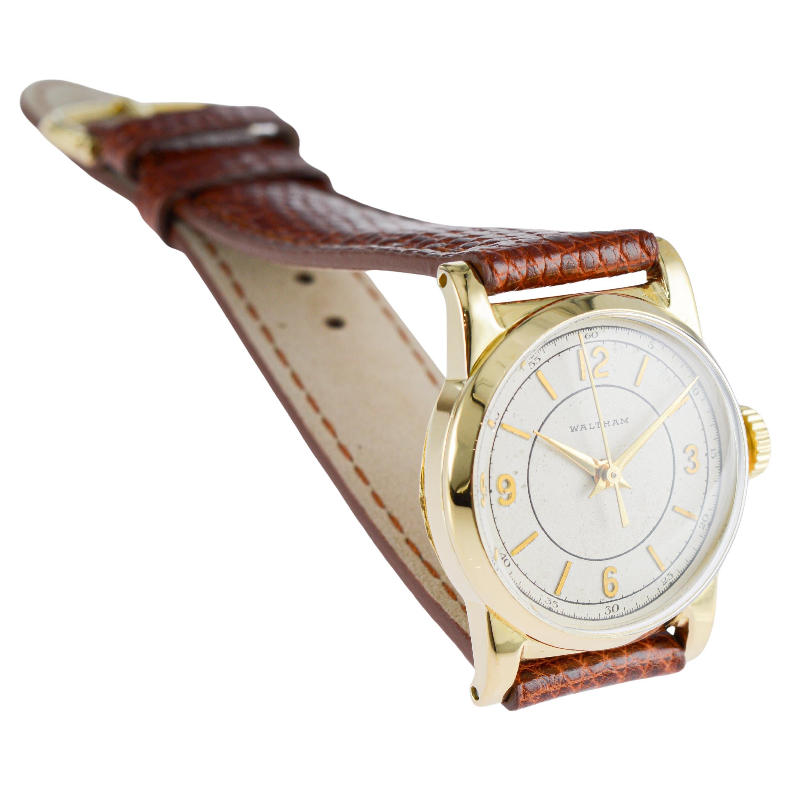 Waltham Yellow Gold Filled Art Deco Sweep Seconds Watch circa 1934 For Sale 5