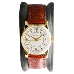 Vintage Waltham Yellow Gold Filled Art Deco Sweep Seconds Watch circa 1934
