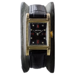 Vintage Waltham Yellow Gold Filled Art Deco Tank Style Watch 1940's