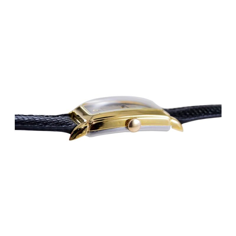 Waltham Yellow Gold Filled Art Deco Tonneau Shape with Original Dial from 1930's For Sale 8