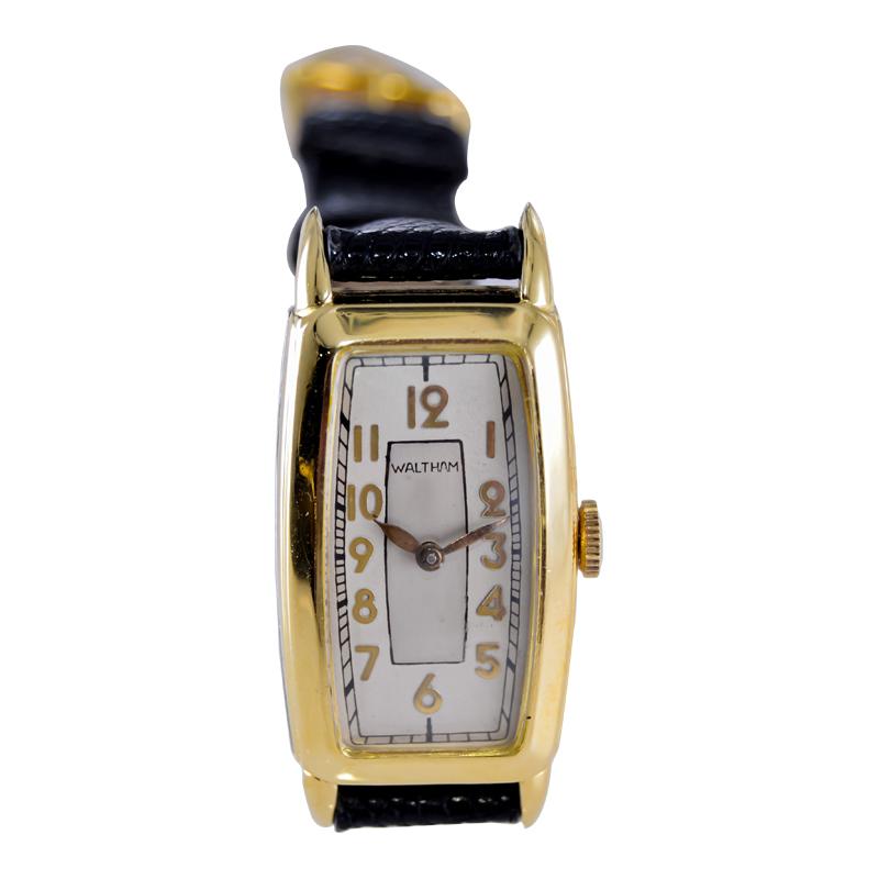 Waltham Yellow Gold Filled Art Deco Tonneau Shape with Original Dial from 1930's For Sale 1