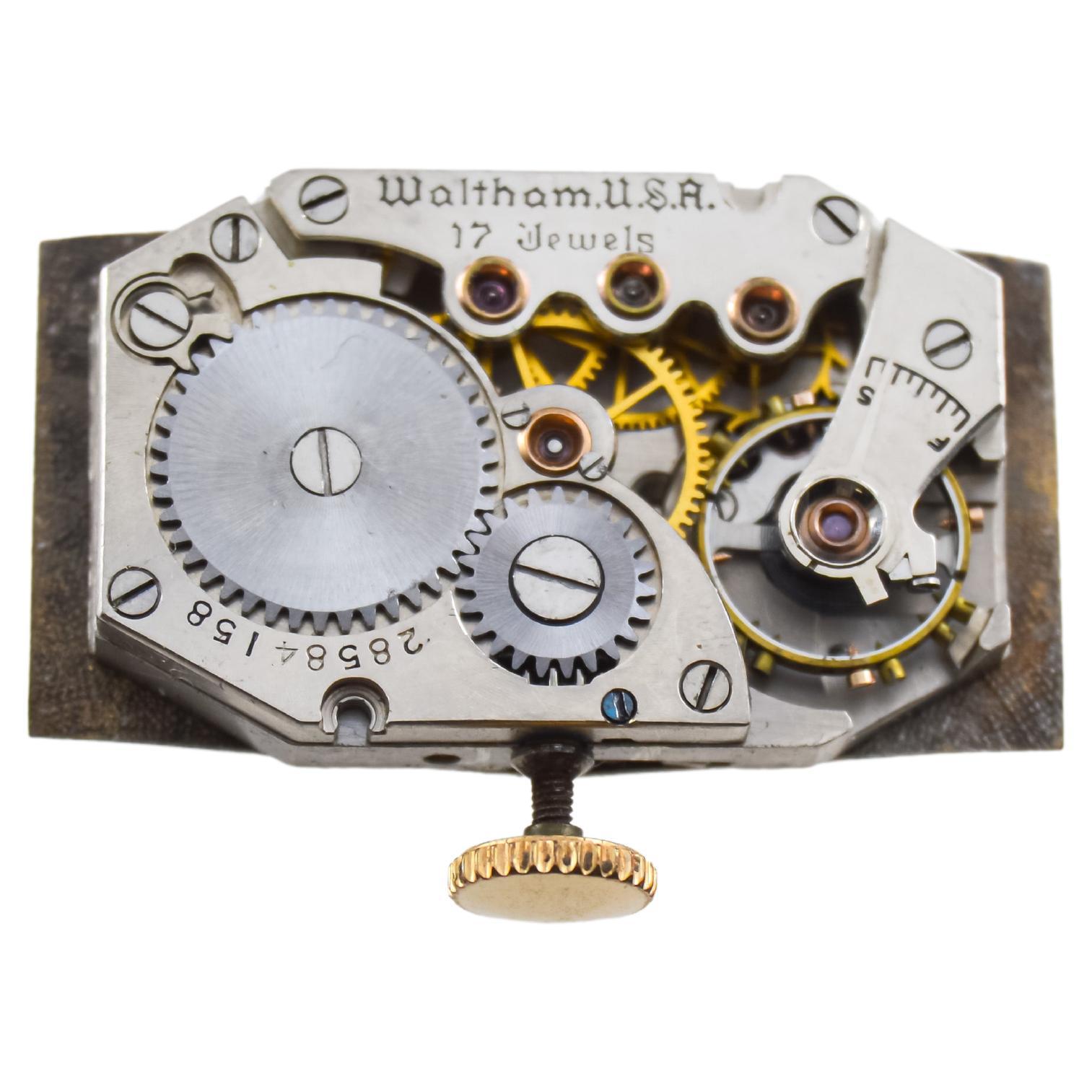 Waltham Gelbgold gefüllte Art-Déco-Uhr in Tonneau-Form aus dem Jahr 1934 im Angebot 6