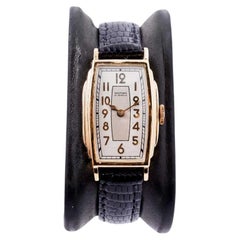 Waltham Yellow Gold Filled Art Deco Tonneau Shaped Watch from 1934