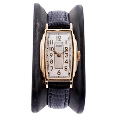 Vintage Waltham Yellow Gold Filled Art Deco Tonneau Shaped Watch from 1934