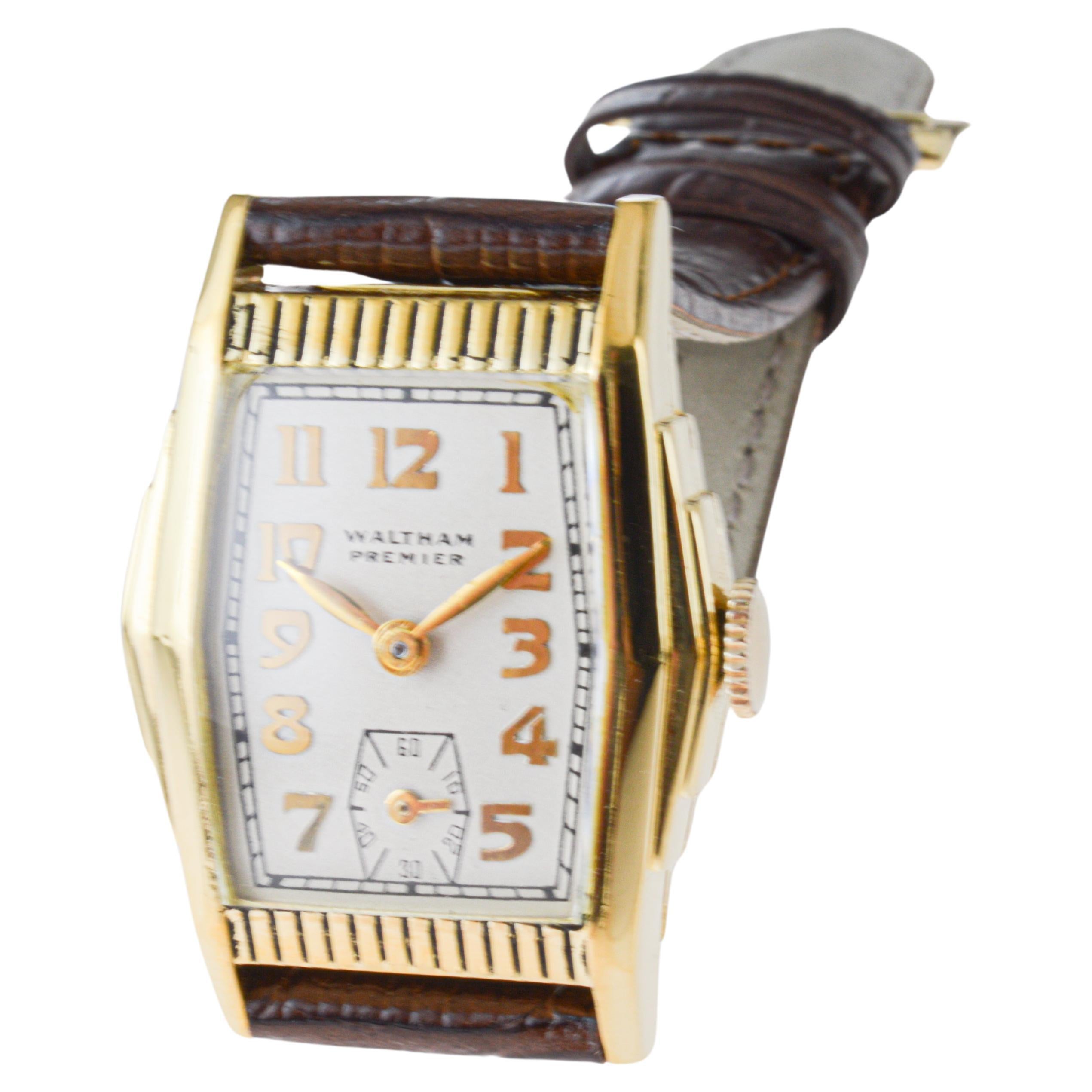 Waltham Yellow Gold Filled Art Deco Watch with Original Dial circa 1930's 8