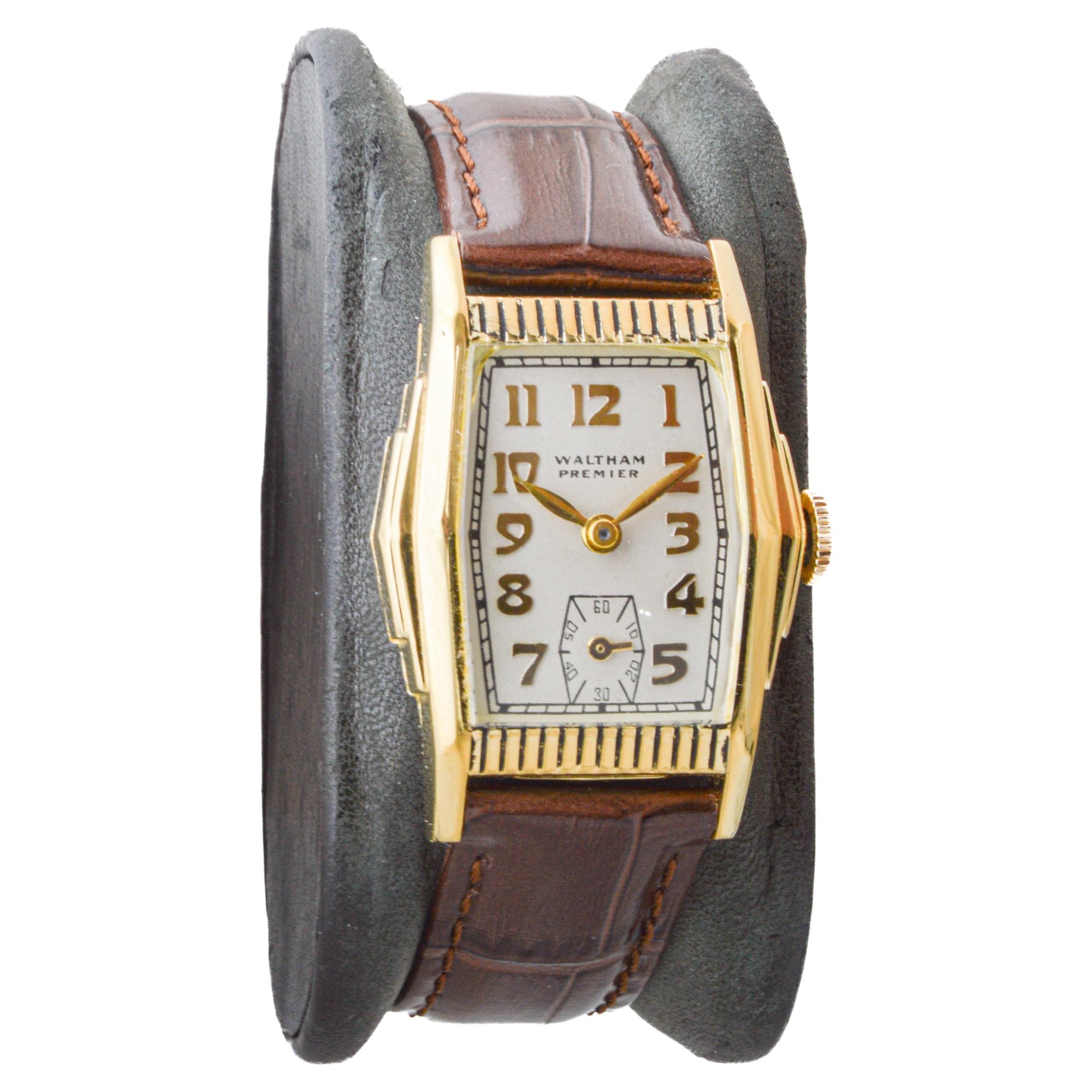 Waltham Yellow Gold Filled Art Deco Watch with Original Dial circa 1930's In Excellent Condition In Long Beach, CA