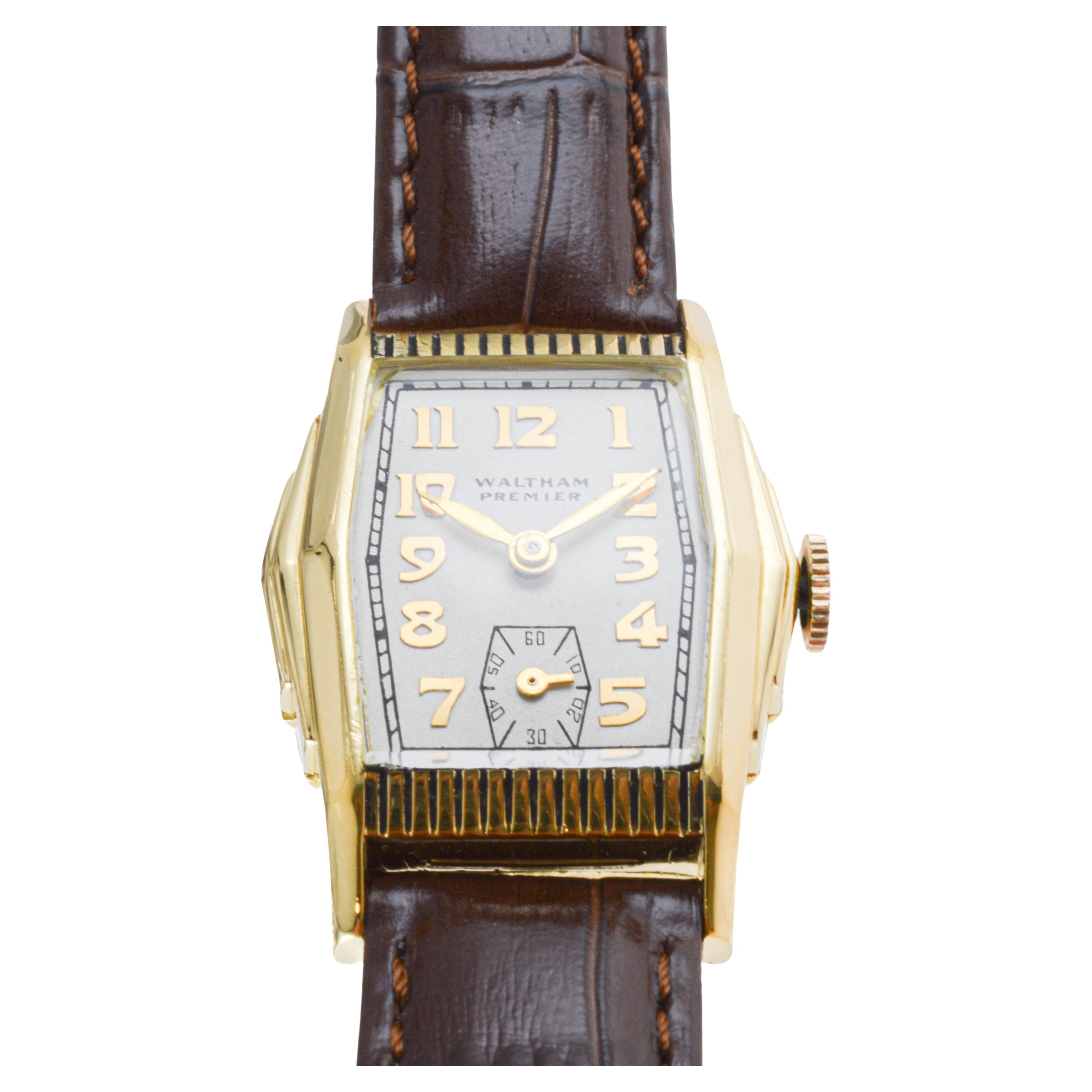 Waltham Yellow Gold Filled Art Deco Watch with Original Dial circa 1930's 4