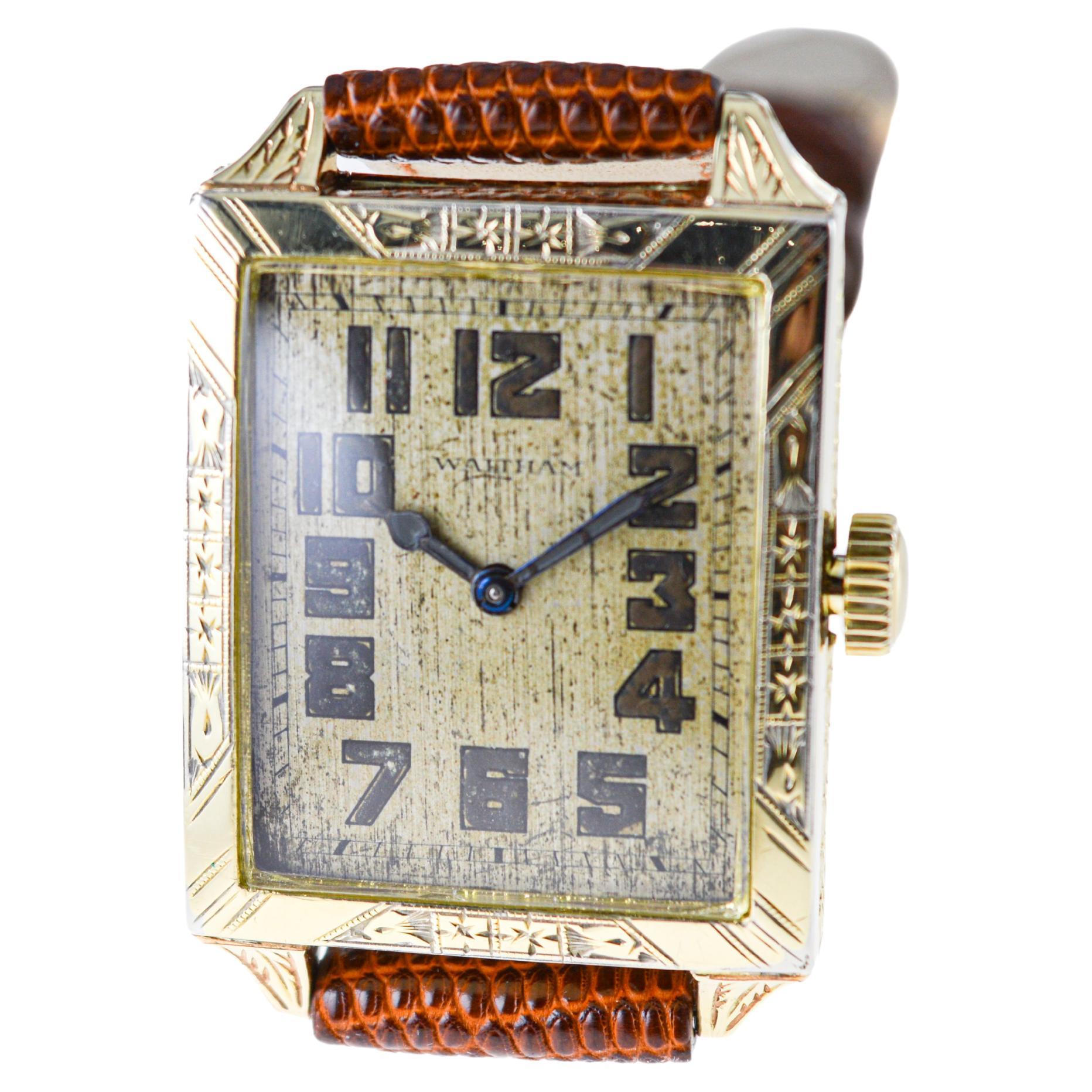 Waltham Yellow Gold Filled Art Deco Watch with Original Dial from 1926 For Sale 6