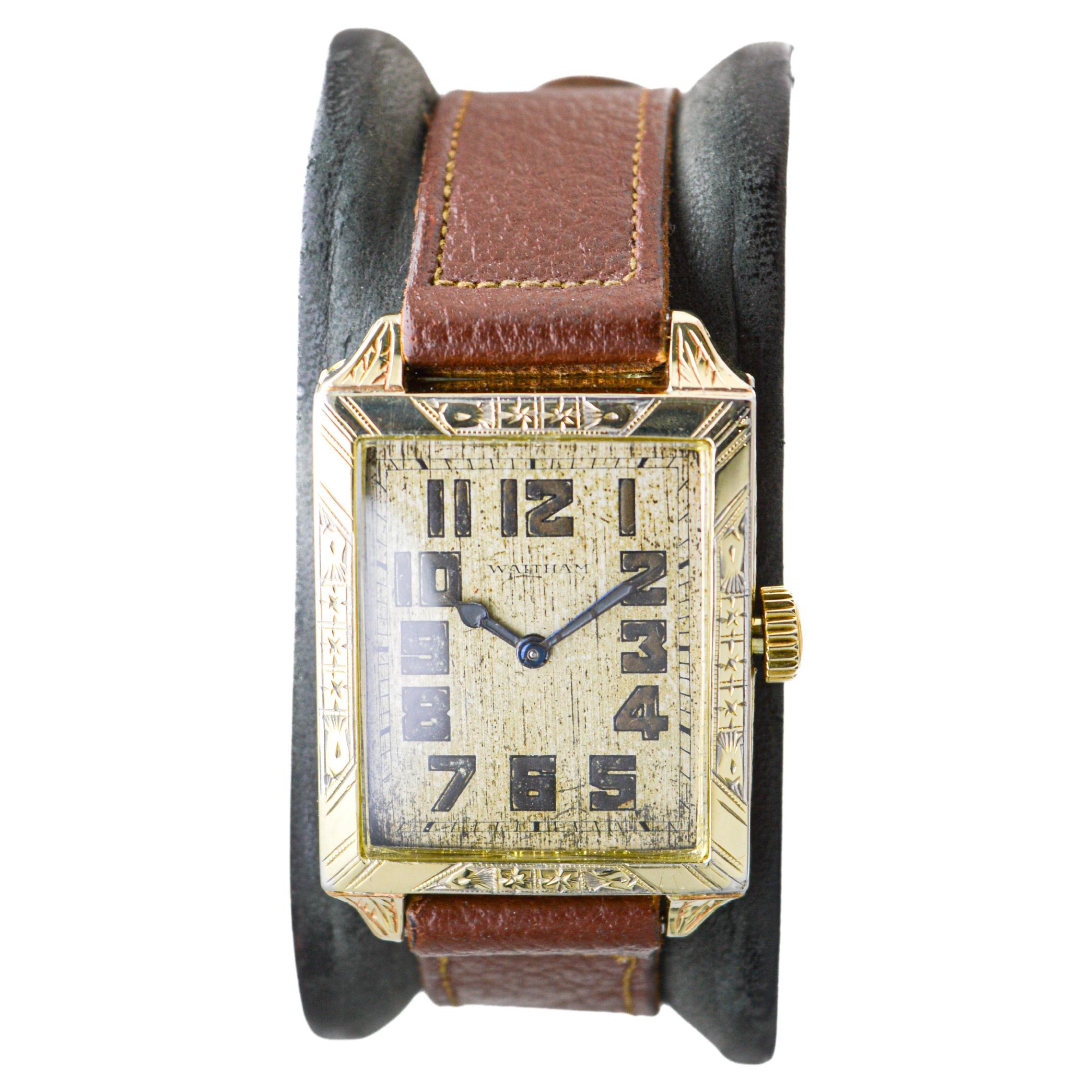 Waltham Yellow Gold Filled Art Deco Watch with Original Dial from 1926 For Sale 6
