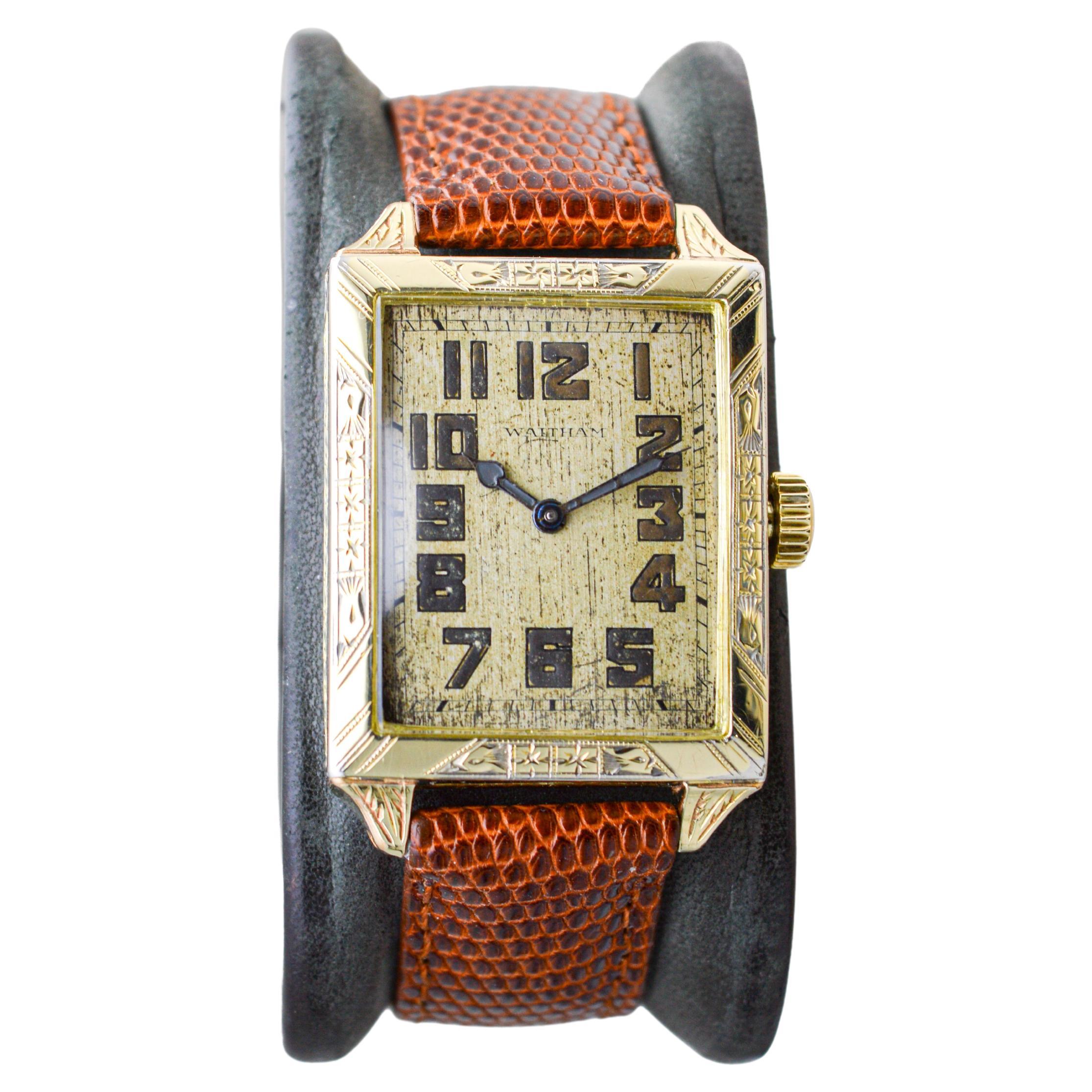 Waltham Yellow Gold Filled Art Deco Watch with Original Dial from 1926 For Sale 7