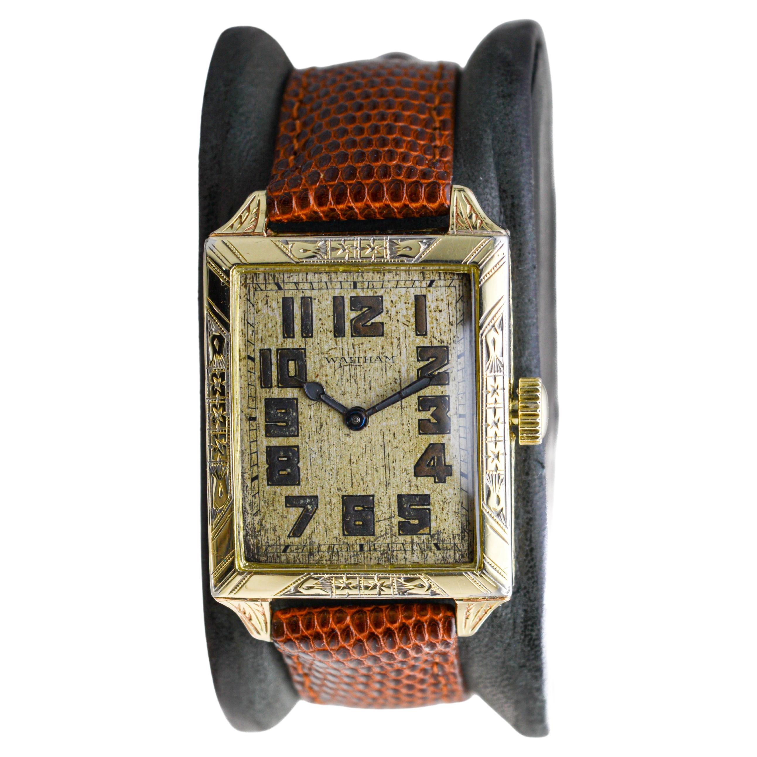 Waltham Yellow Gold Filled Art Deco Watch with Original Dial from 1926 For Sale 8