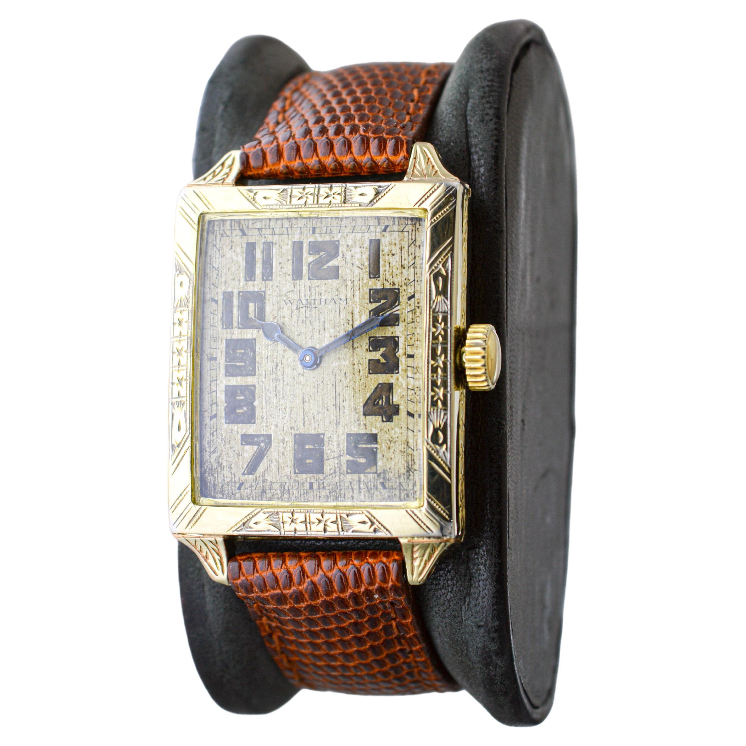 Waltham Yellow Gold Filled Art Deco Watch with Original Dial from 1926 For Sale 9