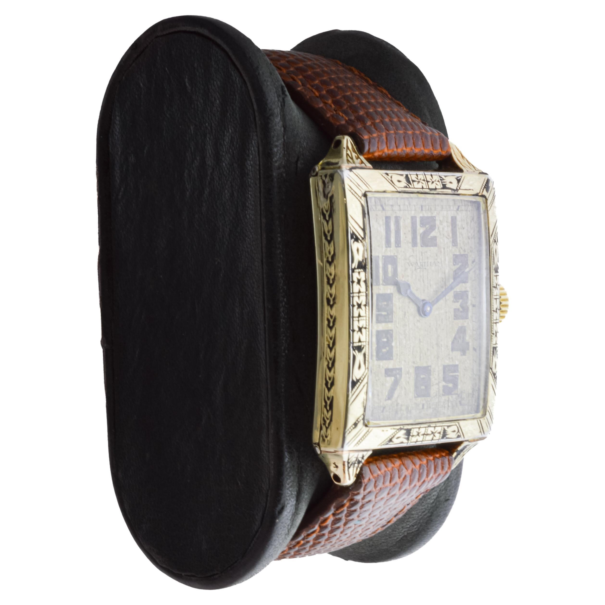 FACTORY / HOUSE: Waltham Watch Company
STYLE / REFERENCE: Art Deco / Tank Style 
METAL / MATERIAL: Yellow Gold-Filled
CIRCA / YEAR: 1926
DIMENSIONS / SIZE: Length 41mm X Width 27mm
MOVEMENT / CALIBER: Manual Winding / 7 Jewels / Caliber 2-ot
DIAL /