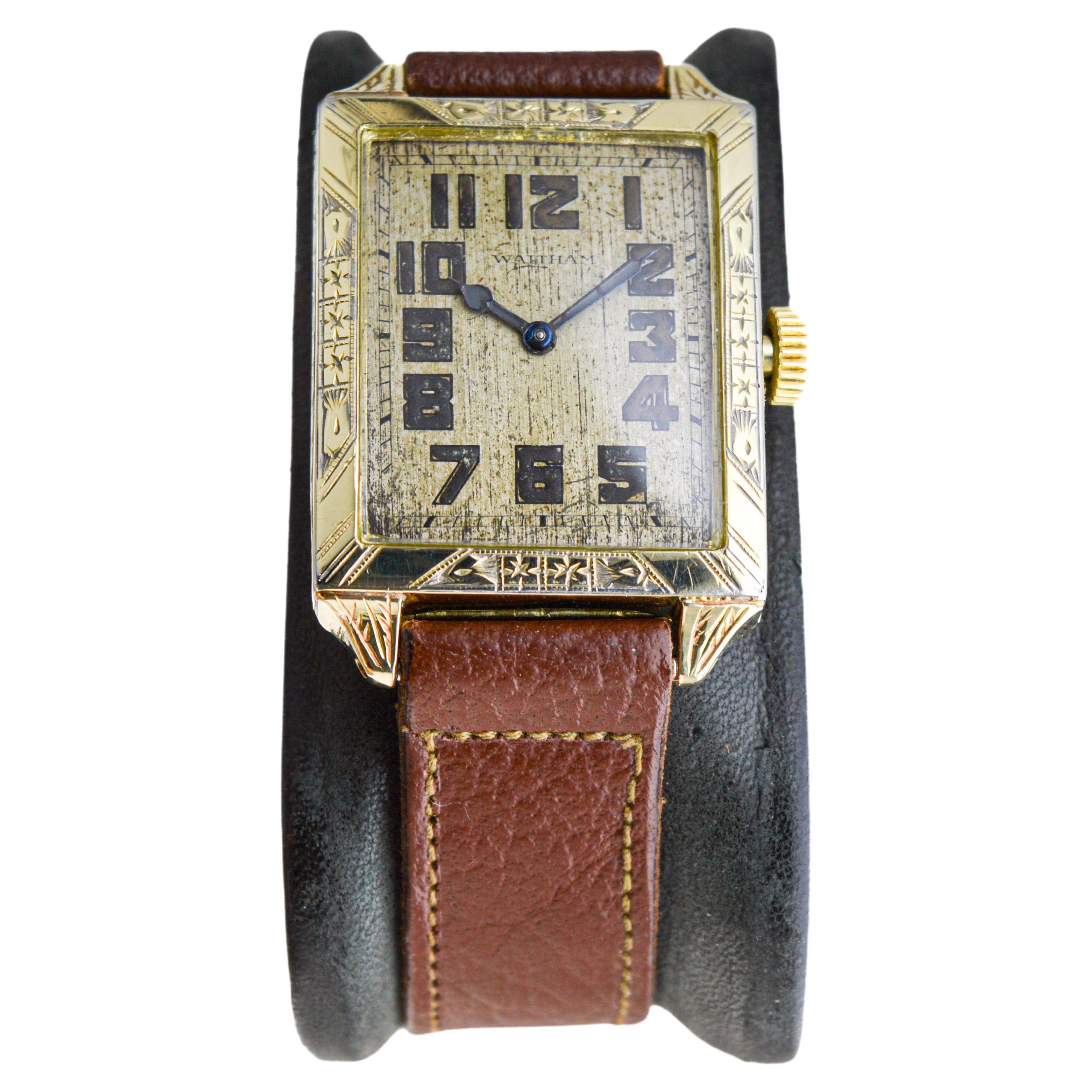 Waltham Yellow Gold Filled Art Deco Watch with Original Dial from 1926 In Excellent Condition For Sale In Long Beach, CA