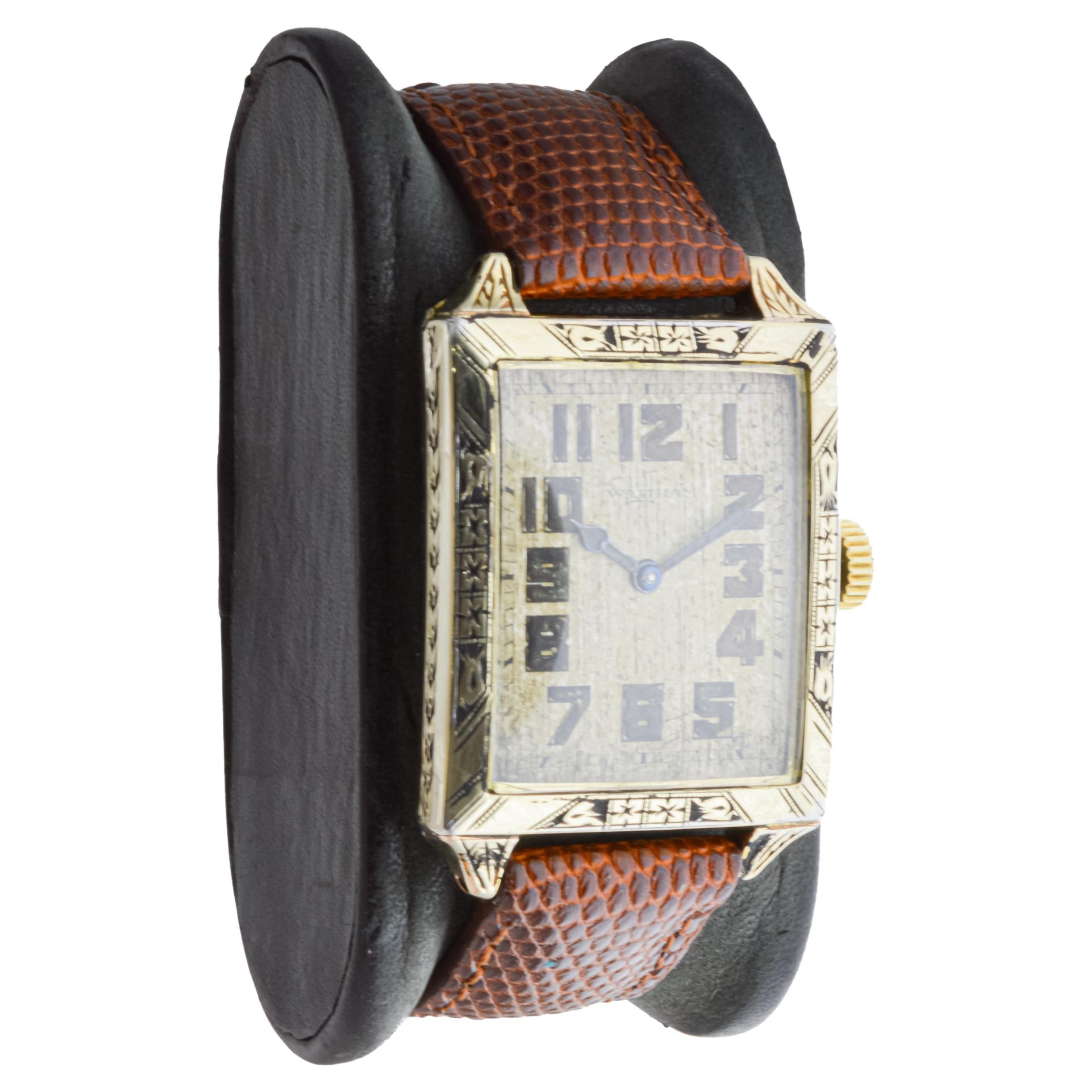 Waltham Yellow Gold Filled Art Deco Watch with Original Dial from 1926 In Excellent Condition For Sale In Long Beach, CA