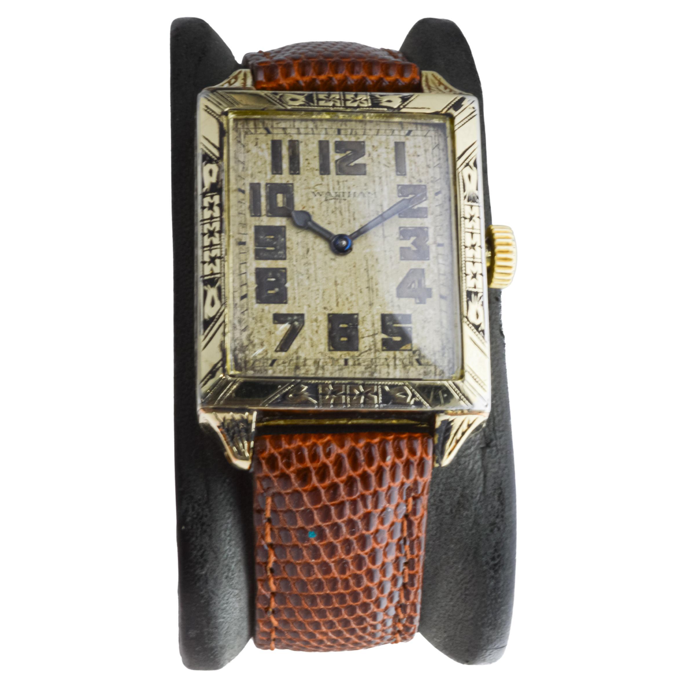 Waltham Yellow Gold Filled Art Deco Watch with Original Dial from 1926 For Sale 1