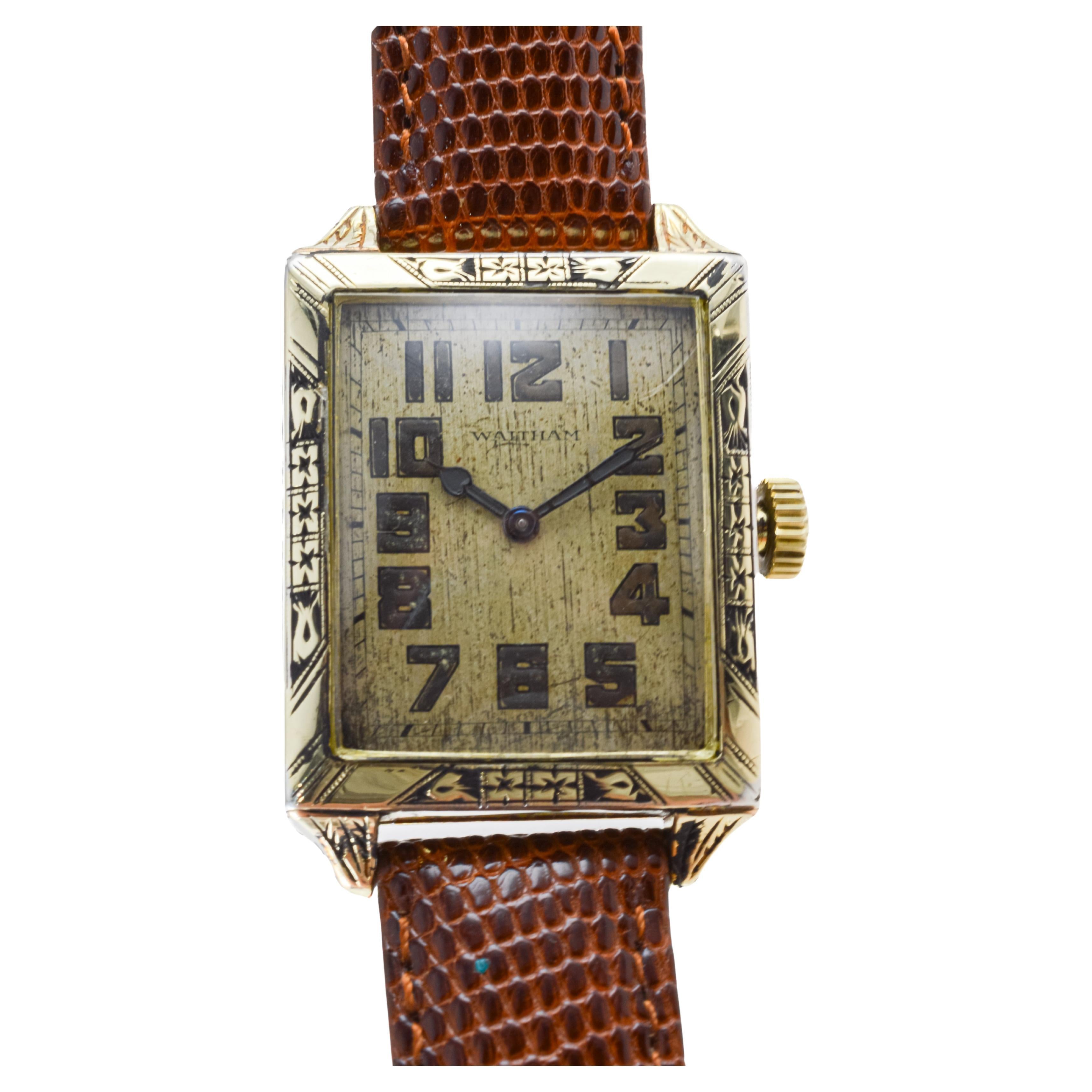 Waltham Yellow Gold Filled Art Deco Watch with Original Dial from 1926 For Sale 3
