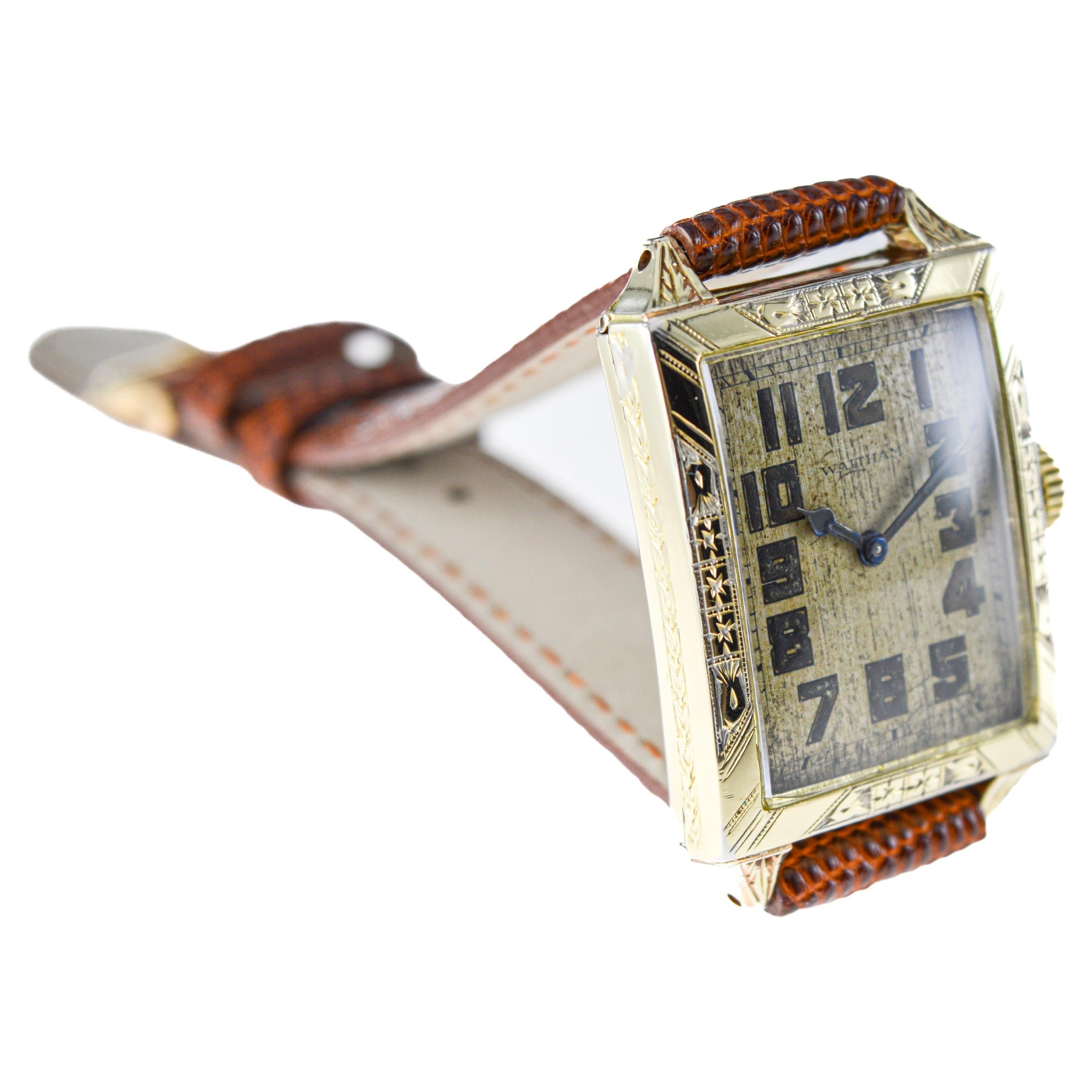 Waltham Yellow Gold Filled Art Deco Watch with Original Dial from 1926 For Sale 4