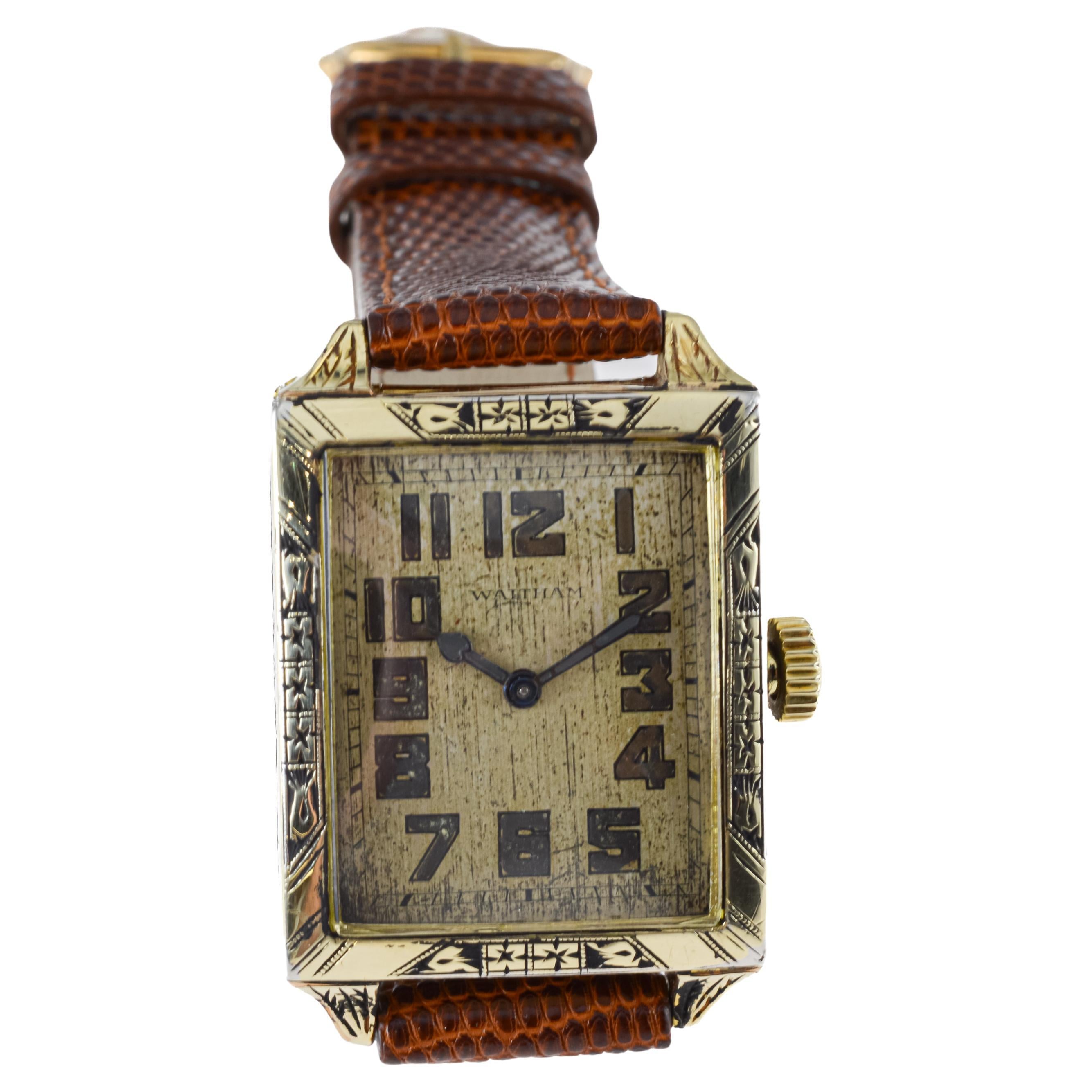 Waltham Yellow Gold Filled Art Deco Watch with Original Dial from 1926 For Sale 4