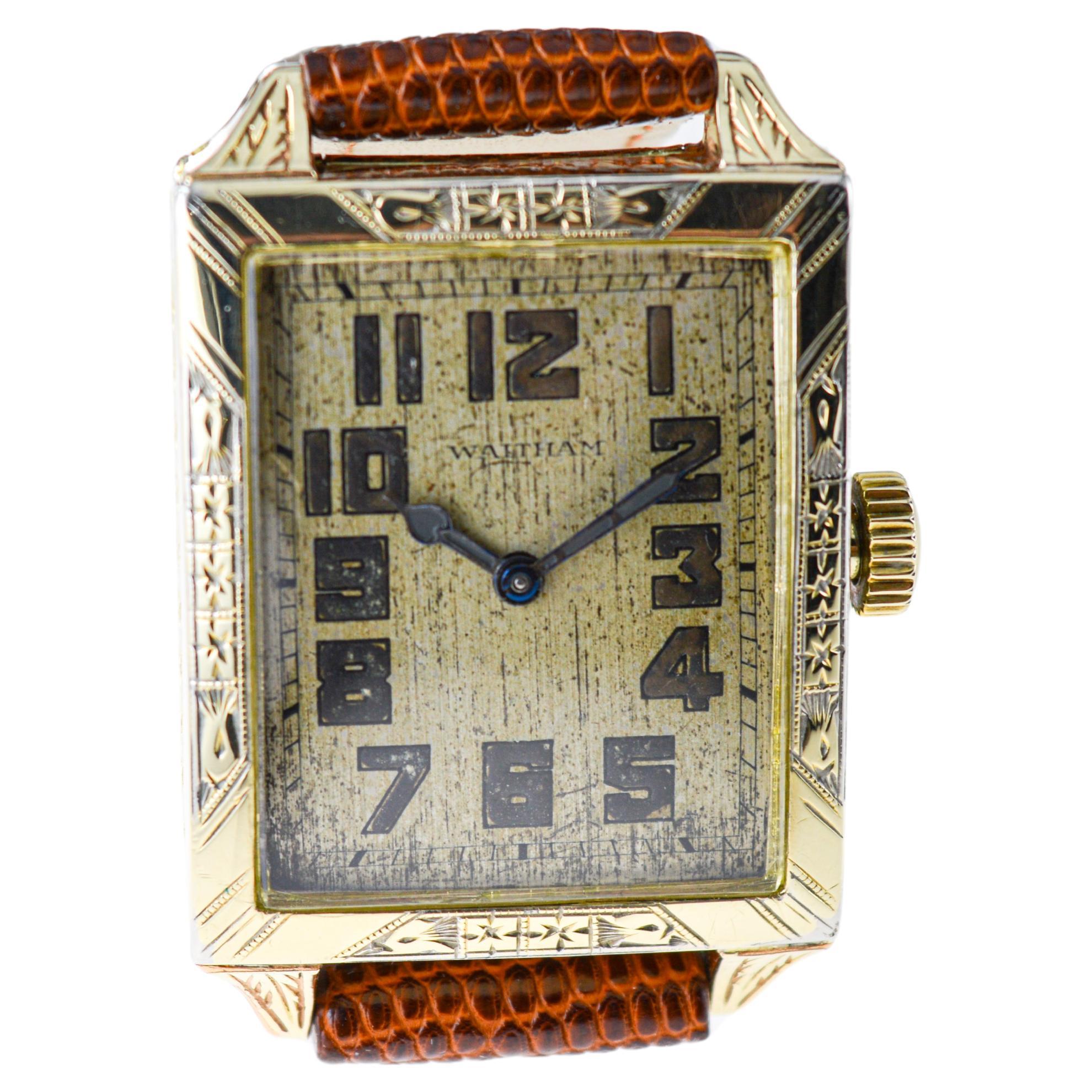 Waltham Yellow Gold Filled Art Deco Watch with Original Dial from 1926 For Sale 5
