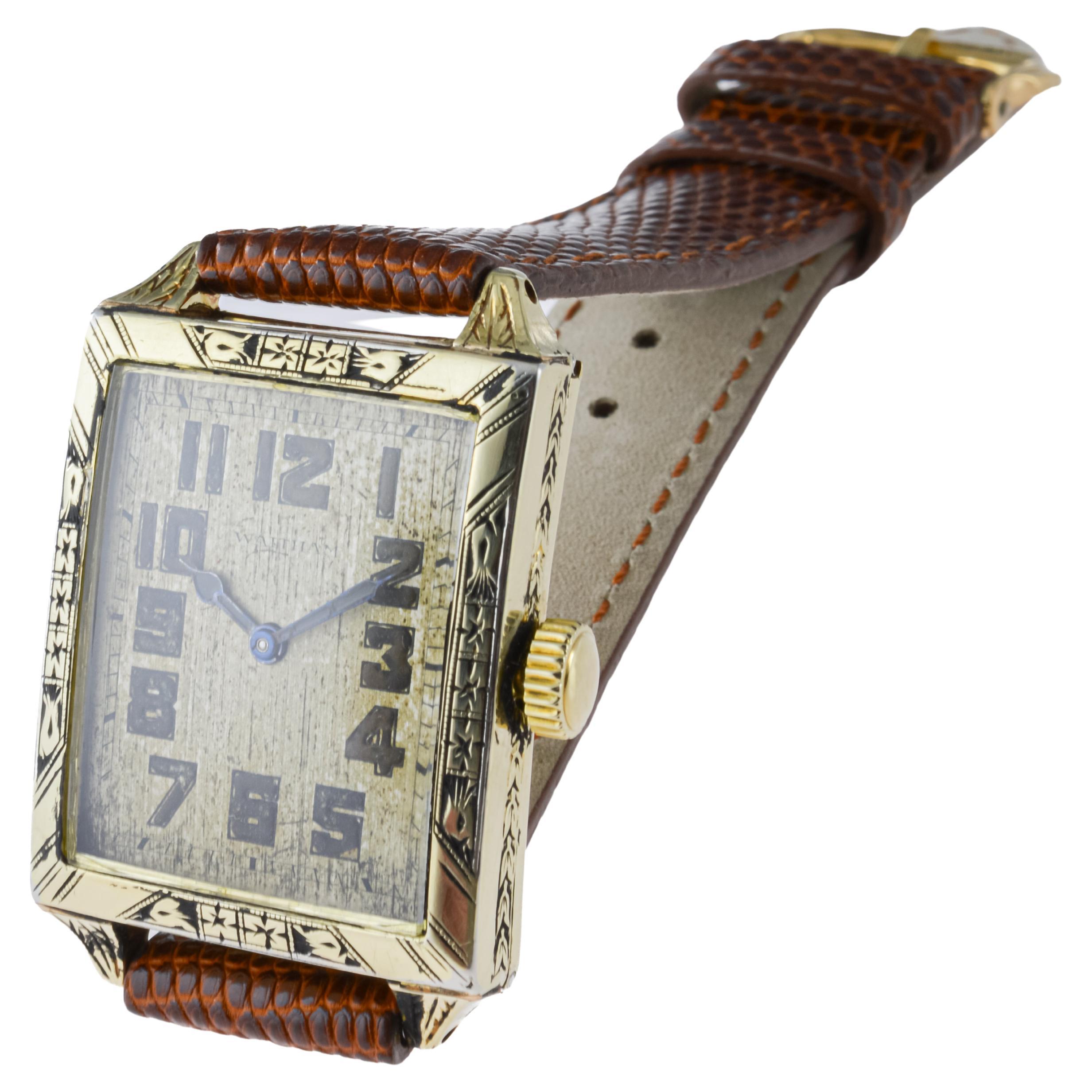Waltham Yellow Gold Filled Art Deco Watch with Original Dial from 1926 For Sale 5