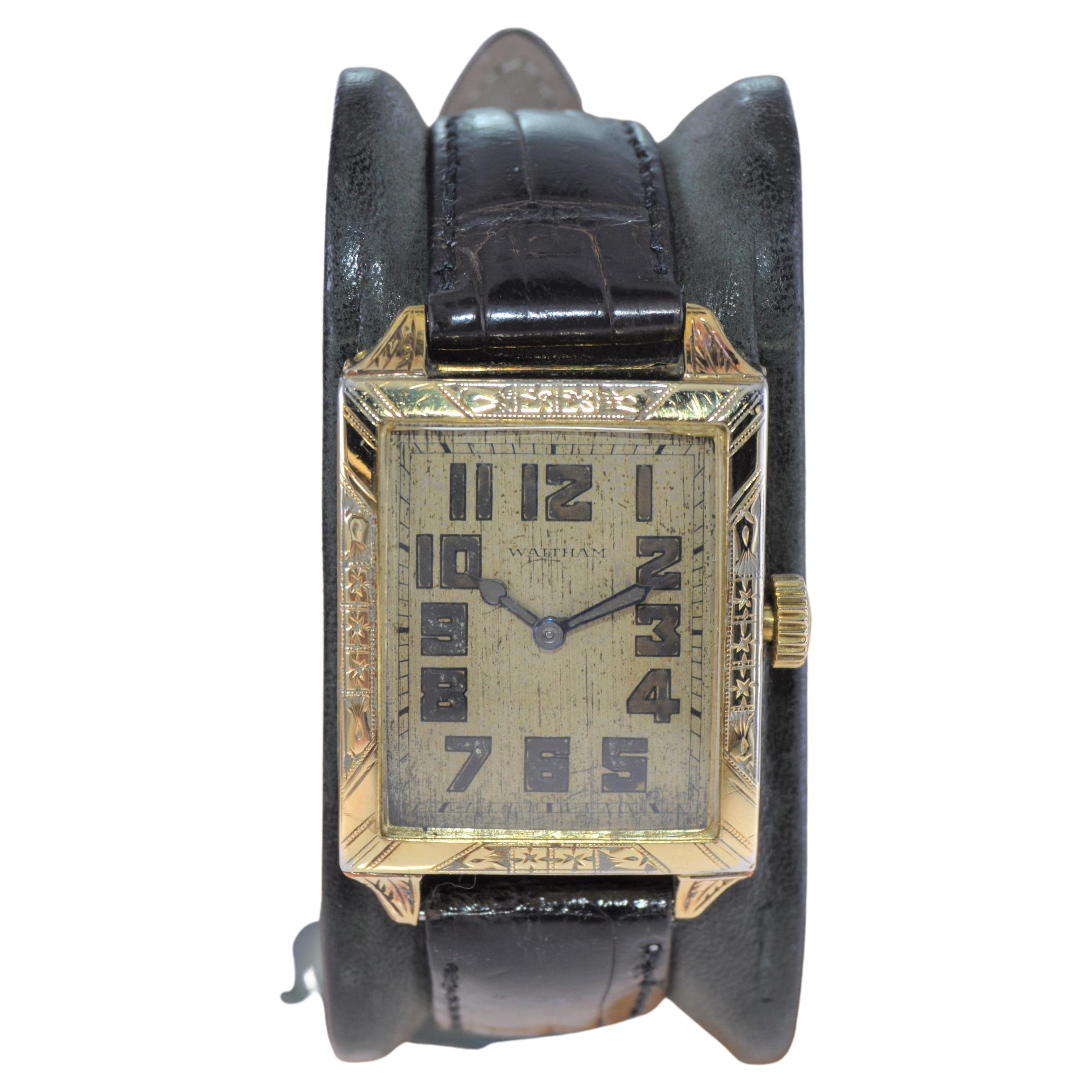 Waltham Gelbgold gefüllte Art-Déco-Armbanduhr von 1926 zum Navigate Your Day im Zustand „Hervorragend“ im Angebot in Long Beach, CA